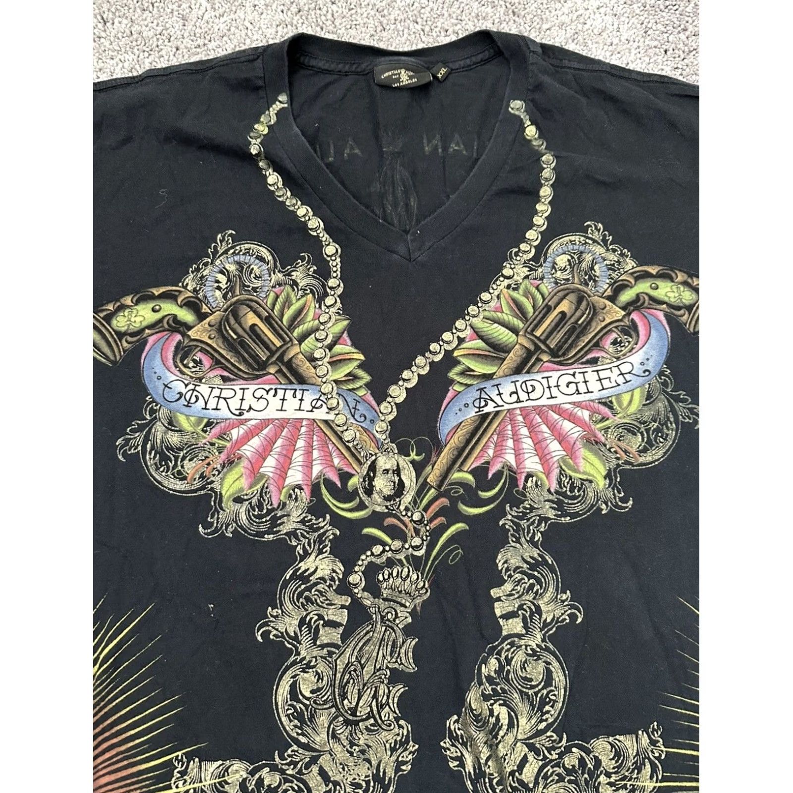 Vintage VINTAGE Christian Audigier Ed Hardy Shirt Men’s 2XL Black Crew Neck Short Sleeve Graphic Print Rose Tattoo Y2K Streetwear Size US XXL / EU 58 / 5 - 3 Thumbnail