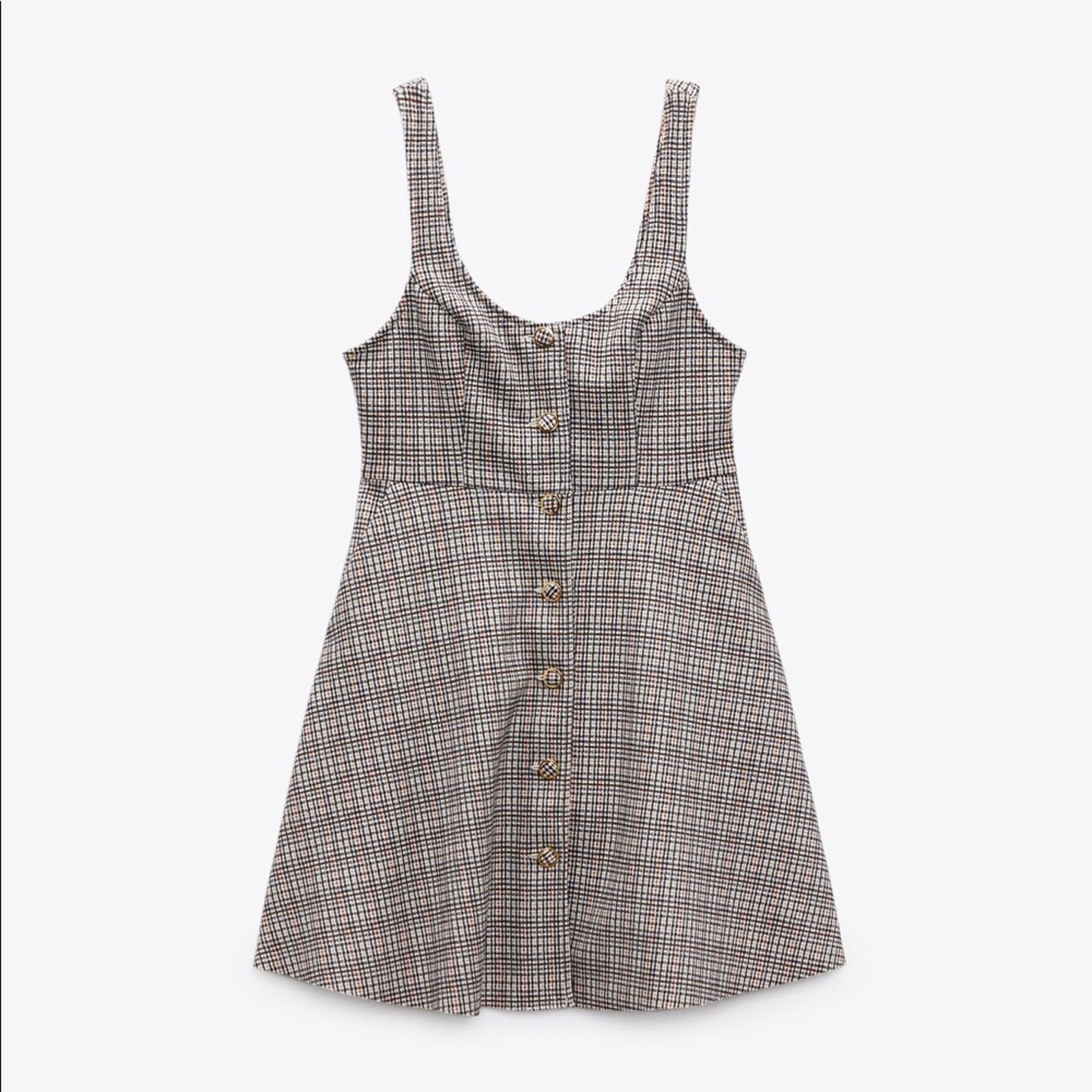 Zara ZARA FAUX SUEDE PLAID DRESS SAND Size XS / US 0-2 / IT 36-38 - 9 Thumbnail
