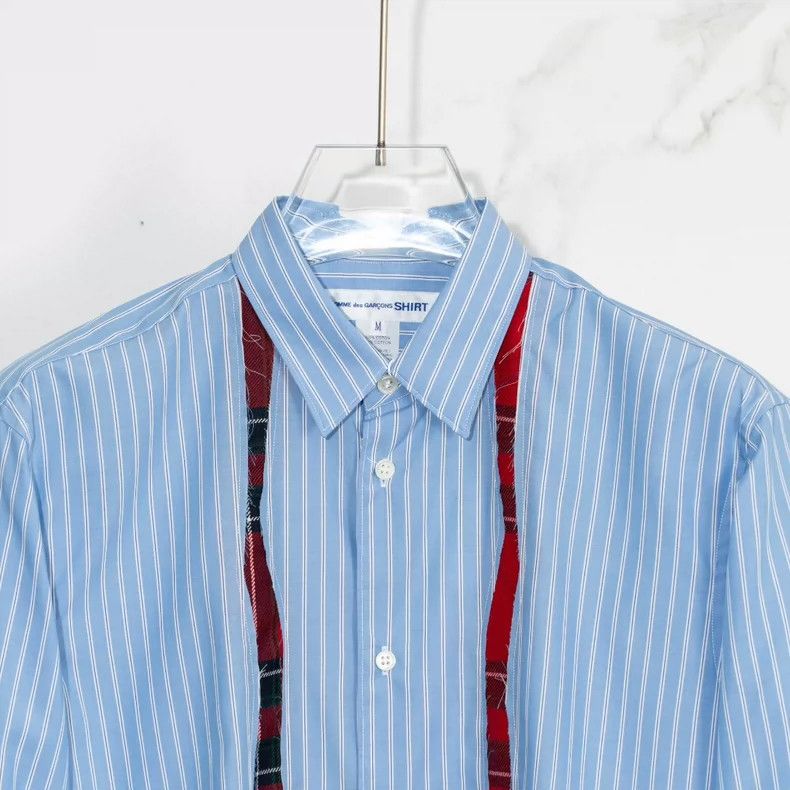 Comme des Garcons Comme Des Garcons Striped patchwork blue shirt 2505-Nextarr Size US M / EU 48-50 / 2 - 2 Thumbnail