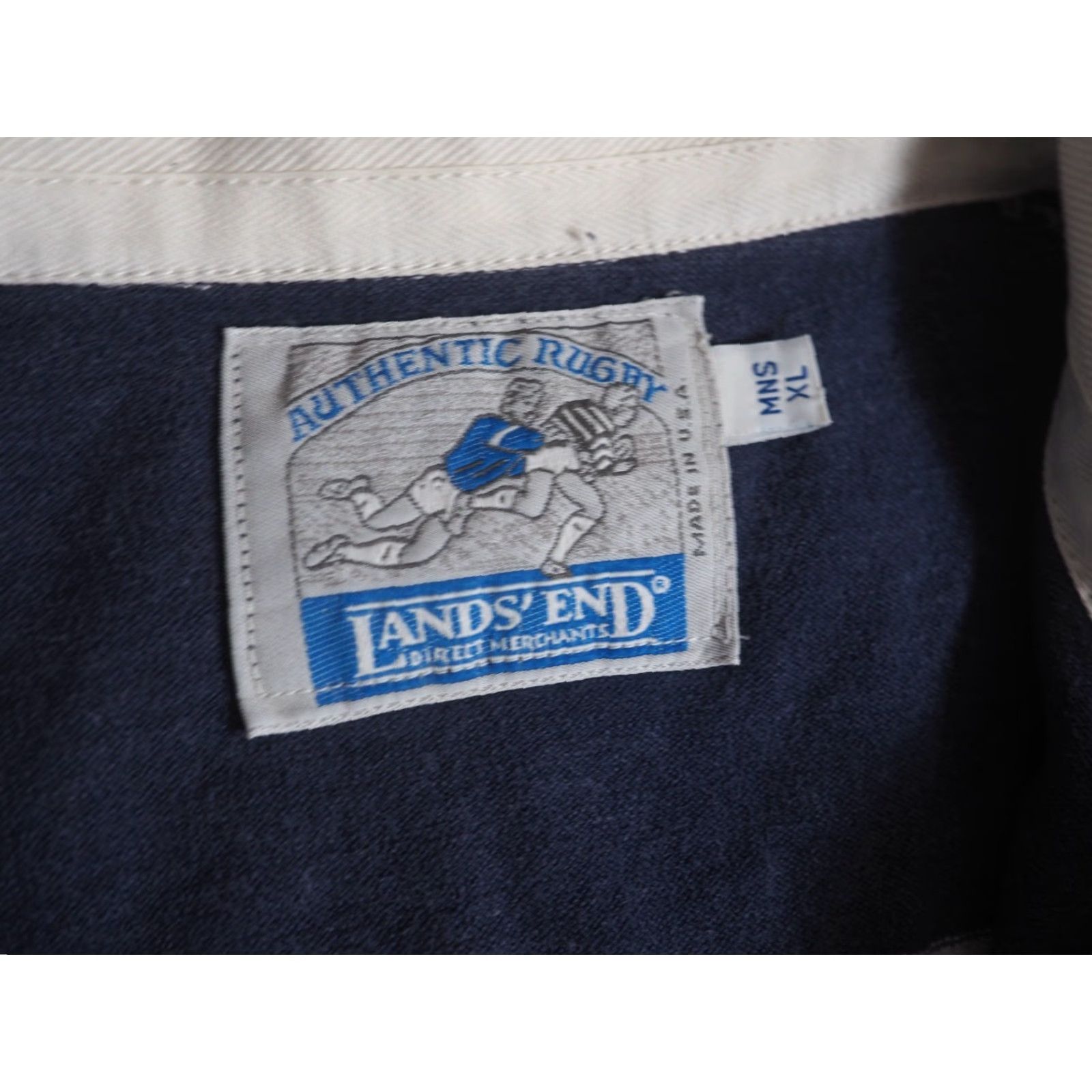 Lands' End VTG Lands End Rugby Polo Shirt L/S Shirt Men XL Blue Gray Striped Cotton 80s 90s Comfort Casual Size US XL / EU 56 / 4 - 4 Thumbnail