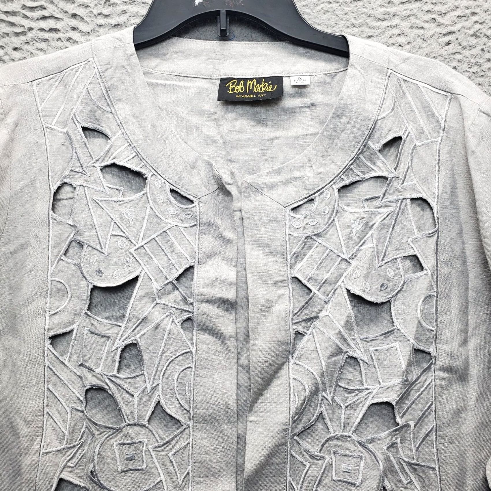 Bob Mackie Bob Mackie Wearable Art Cardigan Jacket Womens 1X Gray Cutout Slit Open Front 1X Womens Jacket Gray Cardigan Open Front Cutout Slit Size XL / US 12-14 / IT 48-50 - 6 Thumbnail