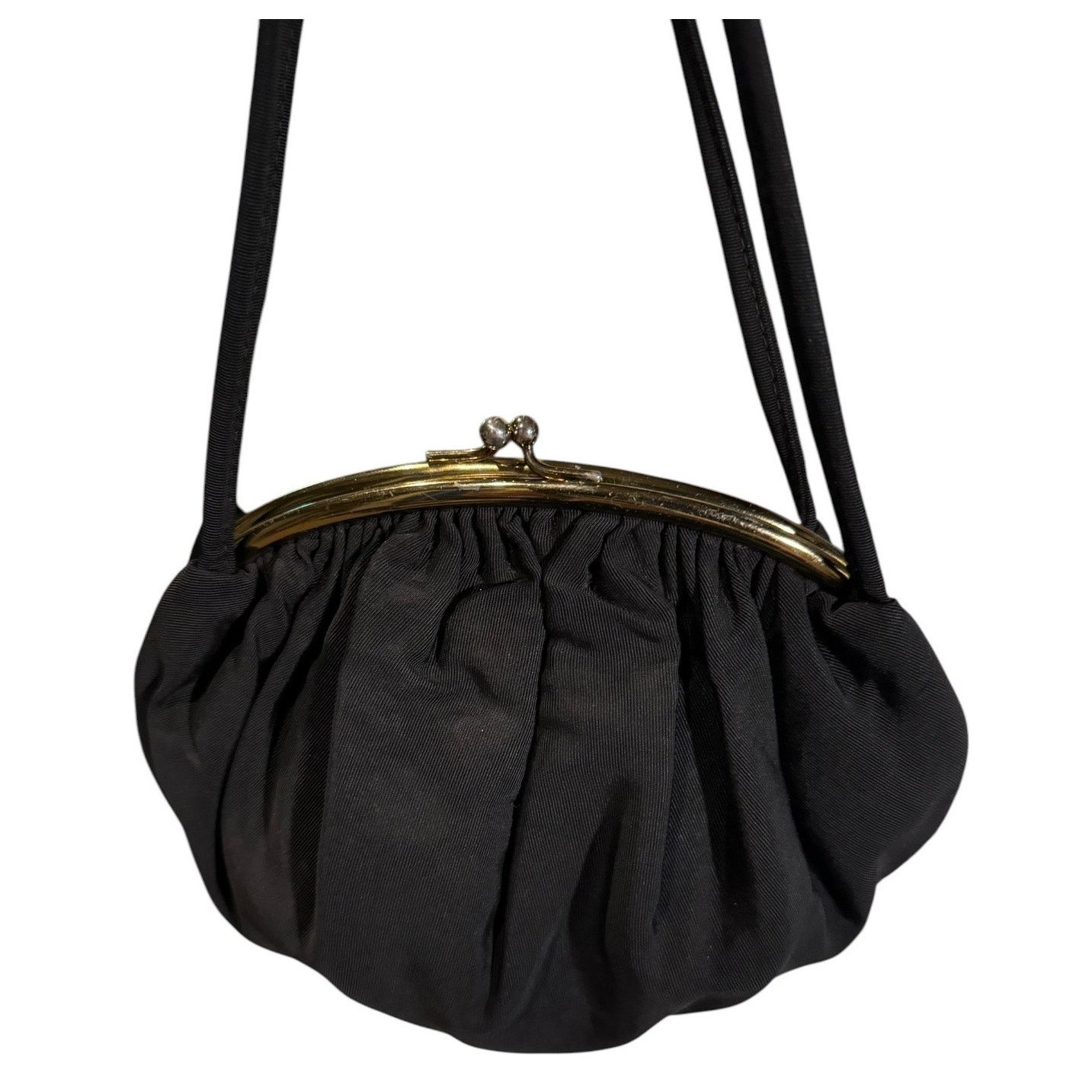 Vintage 1950's Vtg formal Black Bag kiss claps inside coin purse Size ONE SIZE - 2 Thumbnail