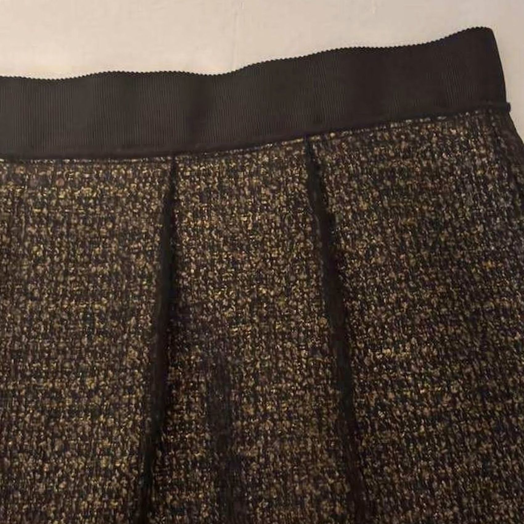 Ann Taylor LOFT Black Gold Tweed Sheer Overlay Mini Swing Skirt Womens Size 4 Size 27" / US 4 / IT 40 - 6 Thumbnail