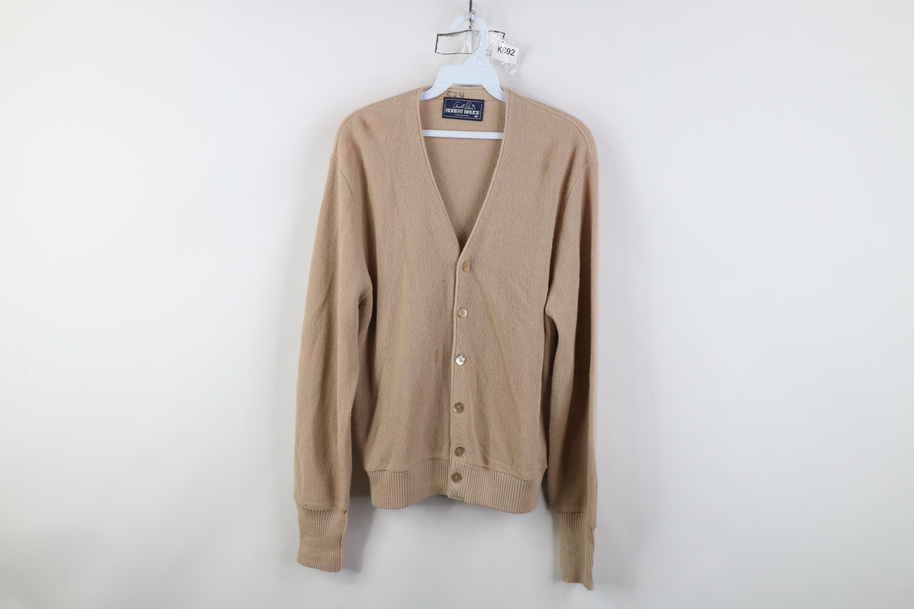 Vintage Vintage 70s Streetwear Knit Cardigan Sweater Beige USA Size US M / EU 48-50 / 2 - 1 Thumbnail