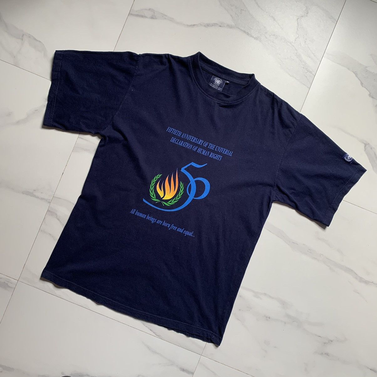 Vintage Rare Rare Rare! United Nations 1998 Human Rights T-Shirt Size US XL / EU 56 / 4 - 3 Thumbnail