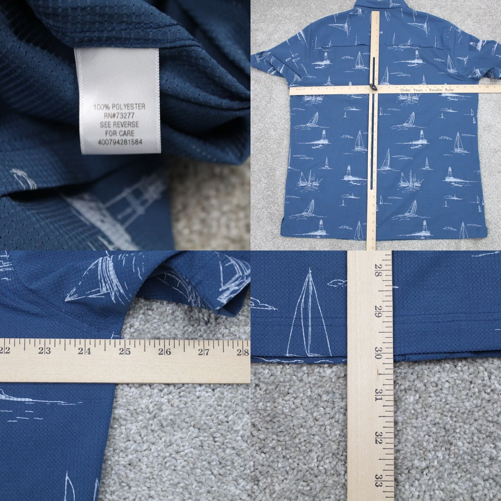 Croft & Barrow Croft & Barrow Shirt Mens Large Blue Lighthouse/Sailboat Quick Dry Short Sleeve Button-Up Polo? Size US L / EU 52-54 / 3 - 8 Thumbnail