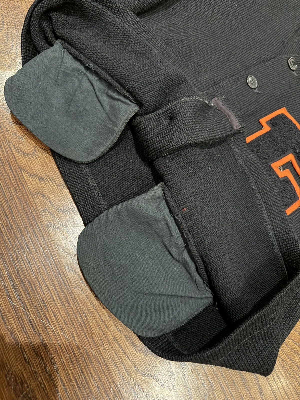 Vintage Vintage 50s 60s Black Varsity Style Cardigan Letterman F Size US L / EU 52-54 / 3 - 5 Thumbnail