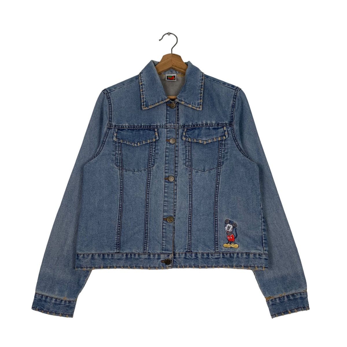 Disney Disney Mickey Mouse Big Face Logo Denim Jacket #0499-C23 Size M / US 6-8 / IT 42-44 - 3 Thumbnail