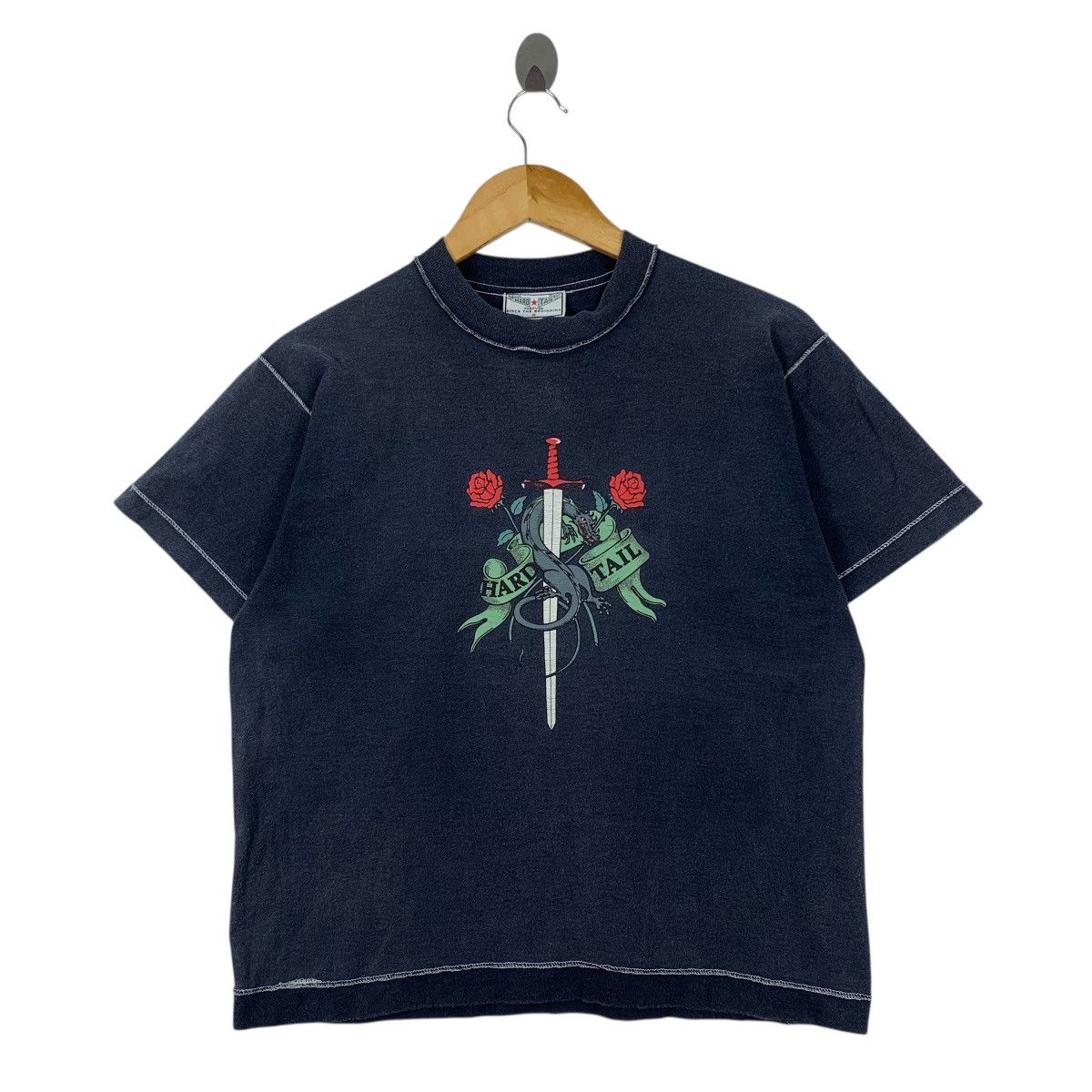 Hard Tail Vintage 90s HARD TAIL USA Surfing Skateboard Dagger Tshirt Size US M / EU 48-50 / 2 - 1 Thumbnail