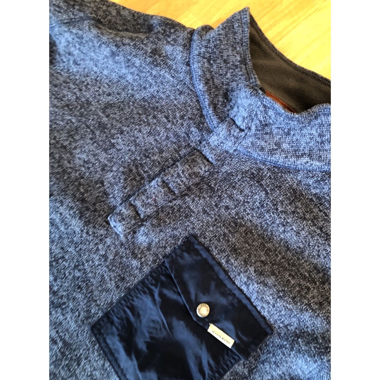 Vintage Woolrich Pullover Sweater XL Men Blue Mock Neck 1/4 Snap Button Pocket VTG Size US XL / EU 56 / 4 - 4 Thumbnail