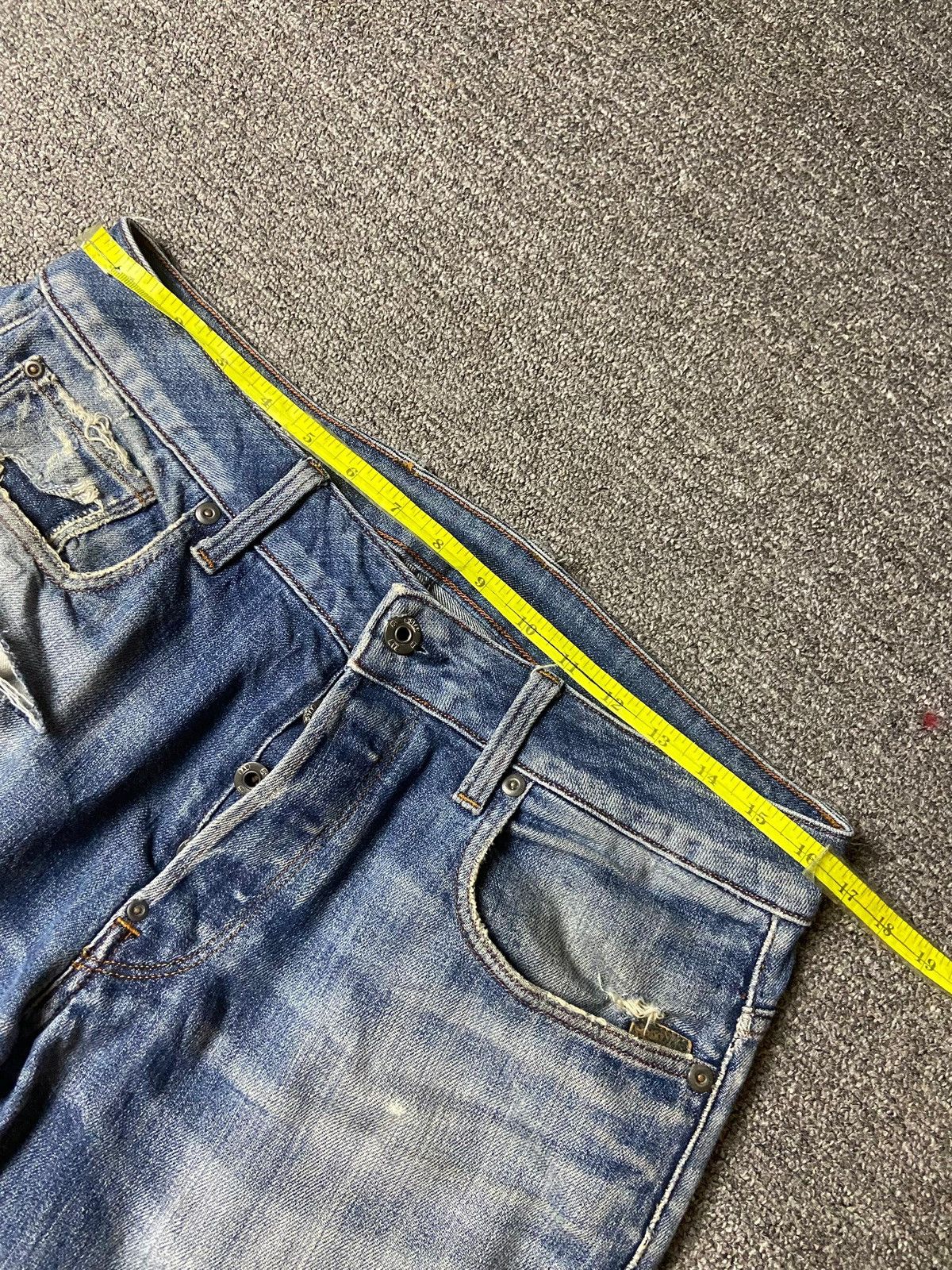 Japanese Brand × Jean × Vintage G-Raw x ATTAC Straight Cut Ripped Denim Jeans (128) Size US 33 - 3 Thumbnail