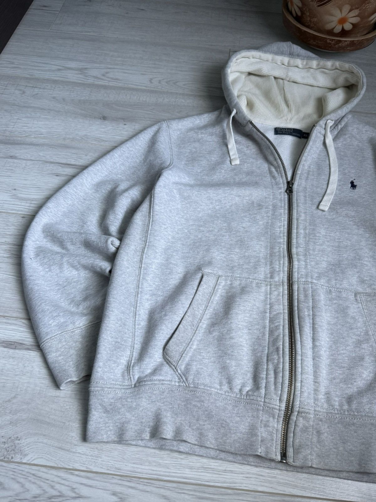 Polo Ralph Lauren × Vintage Polo Ralph Lauren Zip Hoodie XL Heather Grey Vintage USA Size US XL / EU 56 / 4 - 3 Thumbnail