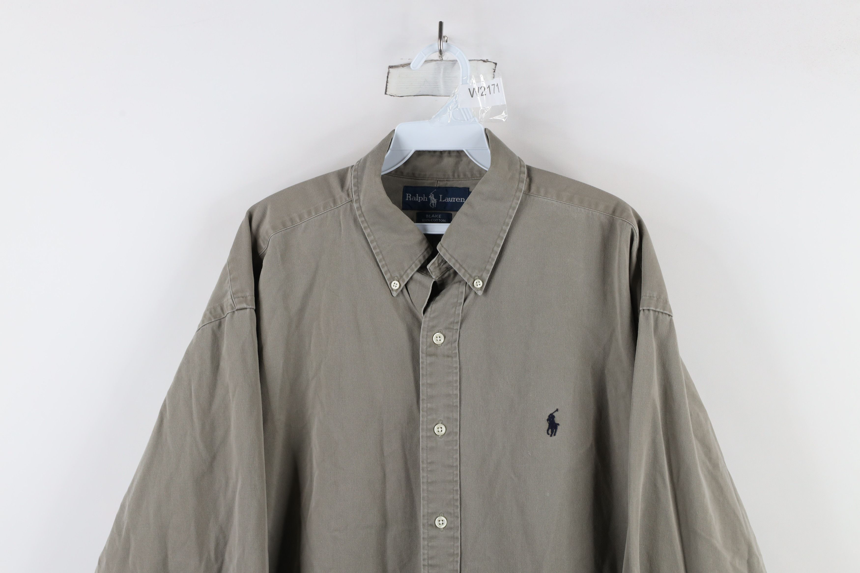 Ralph Lauren × Vintage Vintage 90s Ralph Lauren Twill Button Down Shirt Green Size US XL / EU 56 / 4 - 2 Thumbnail