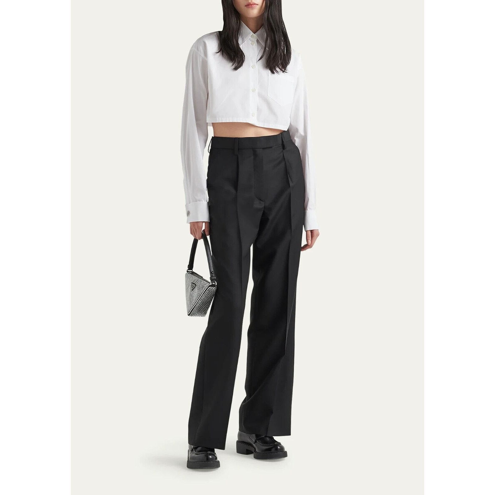 Prada PRADA DNA634 WHITE LONG SLEEVE FORMAL POPLINE BLOUSE 36 2 Size XS / US 0-2 / IT 36-38 - 3 Thumbnail