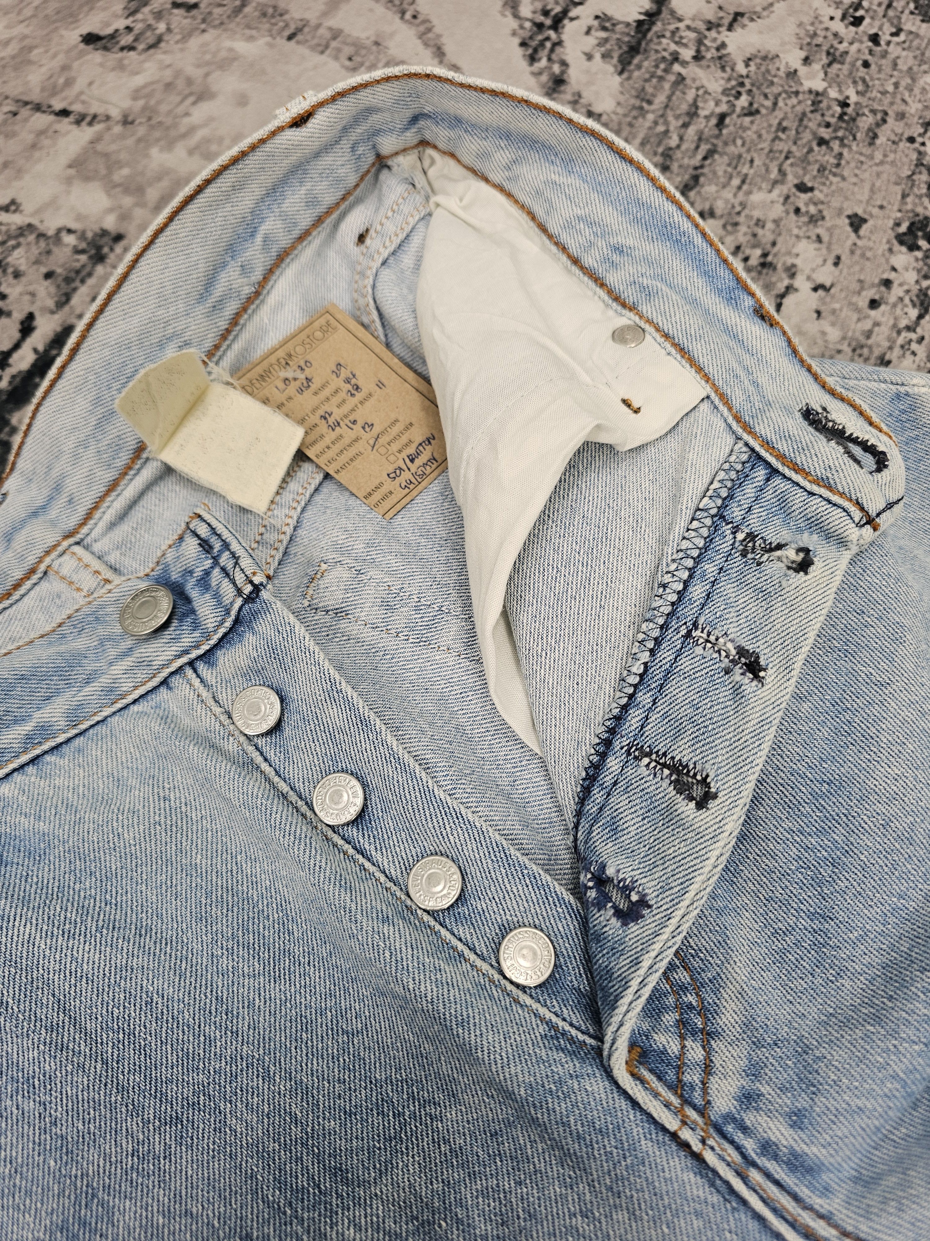 Levi's Vintage Clothing Vtg 90's LEVIS 501 Made In Usa Ripped Taper Light Blue L0530 Size US 29 - 11 Thumbnail
