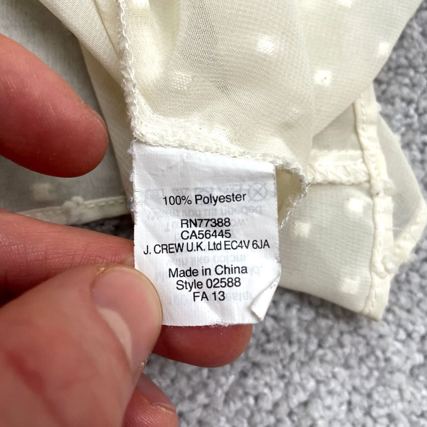 J.Crew J. Crew Ivory Peasant Blouse Womens XXS Sheer Keyhole Long Sleeve Top Swiss Dot Size XXS / US 00 / IT 34 - 4 Thumbnail