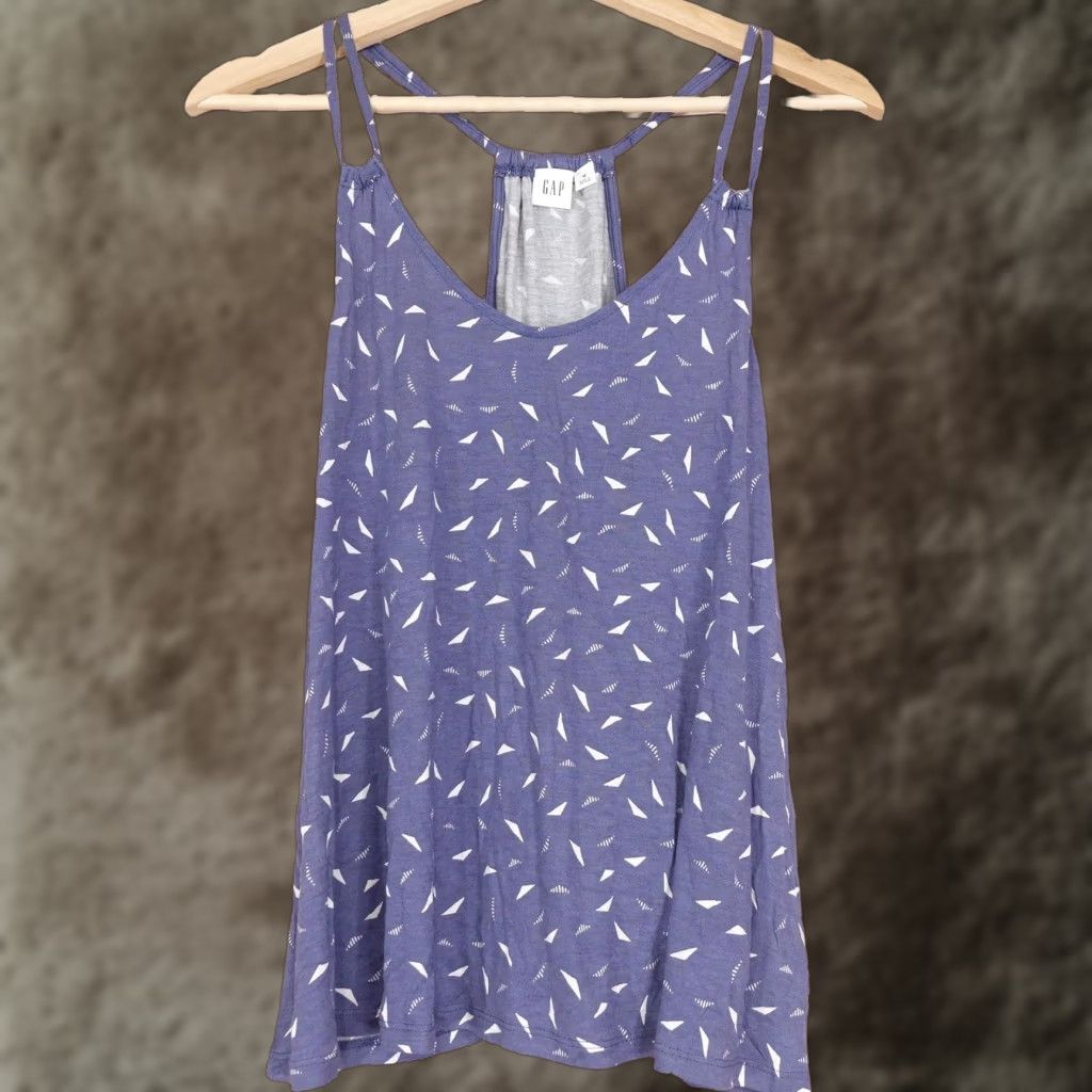 Gap VINTAGE Gap Tank Top Womens Medium Blue White Geometric Print Sleeveless Shirt Summer Casual Size M / US 6-8 / IT 42-44 - 1 Thumbnail