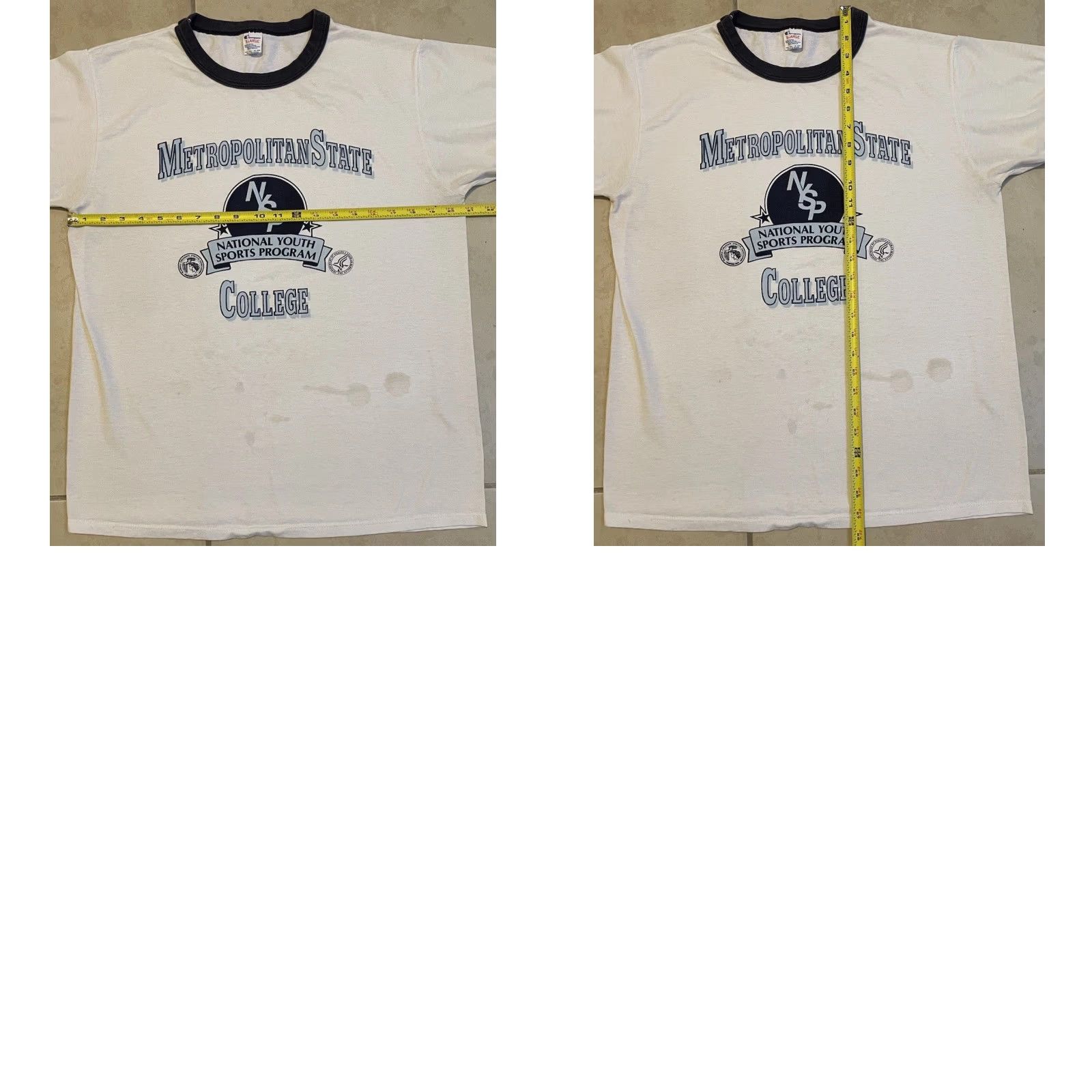 Champion VINTAGE Champion Metropolitan State College Faded Ringer Shirt M White United States 80s 90s Grunge Vintage Sports University USA College Shirt Mens Size US M / EU 48-50 / 2 - 10 Thumbnail