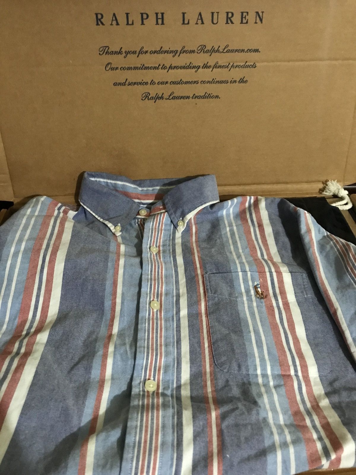Polo Ralph Lauren Polo Ralph Lauren Blue & Red Striped Button-Down Shirt Sz L Size US L / EU 52-54 / 3 - 1 Thumbnail