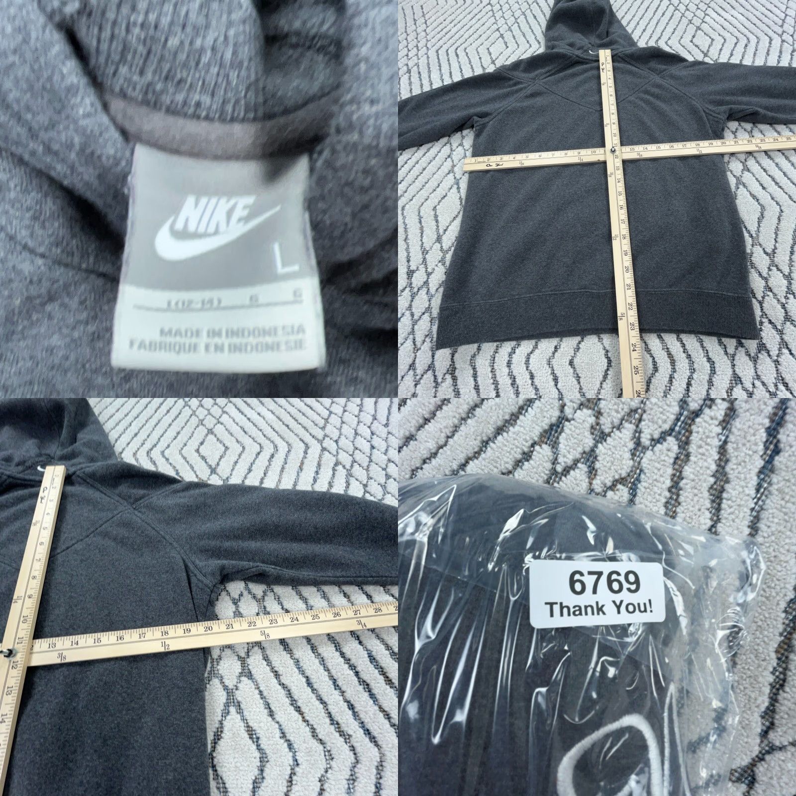 Nike VINTAGE Nike Hoodie Women L Gray White Logo Pockets All Seasons Hooded Sweatshirt 2000s, Y2K, Classic Sports Mens Women Girls Size L / US 10 / IT 46 - 8 Thumbnail