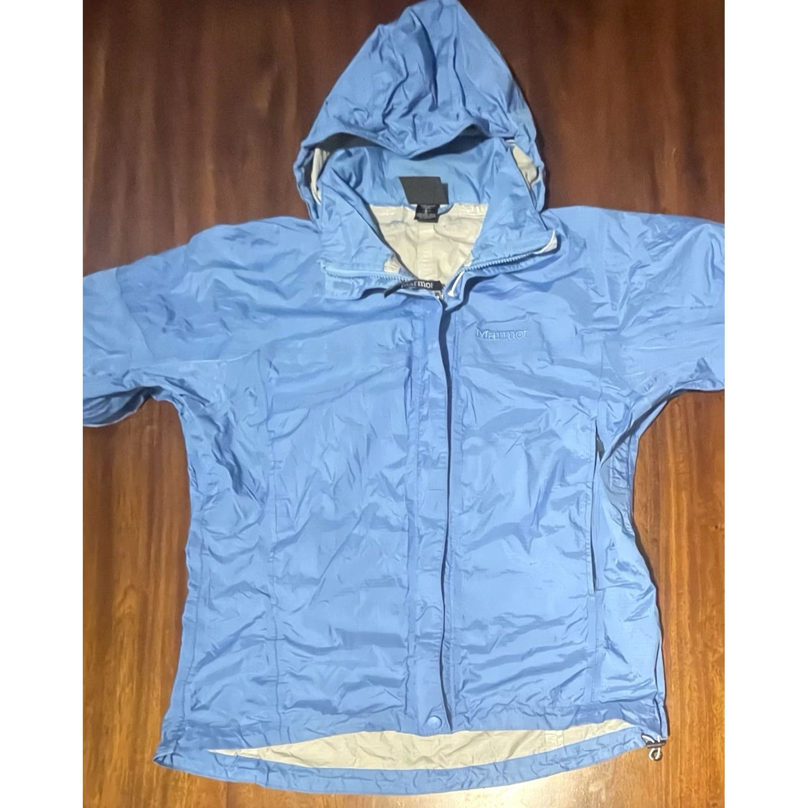 Marmot Marmot Windbreaker Jacket Women’s Large Blue Full Zip Hooded PU Lined Water Resistant NNVML Size L / US 10 / IT 46 - 5 Thumbnail