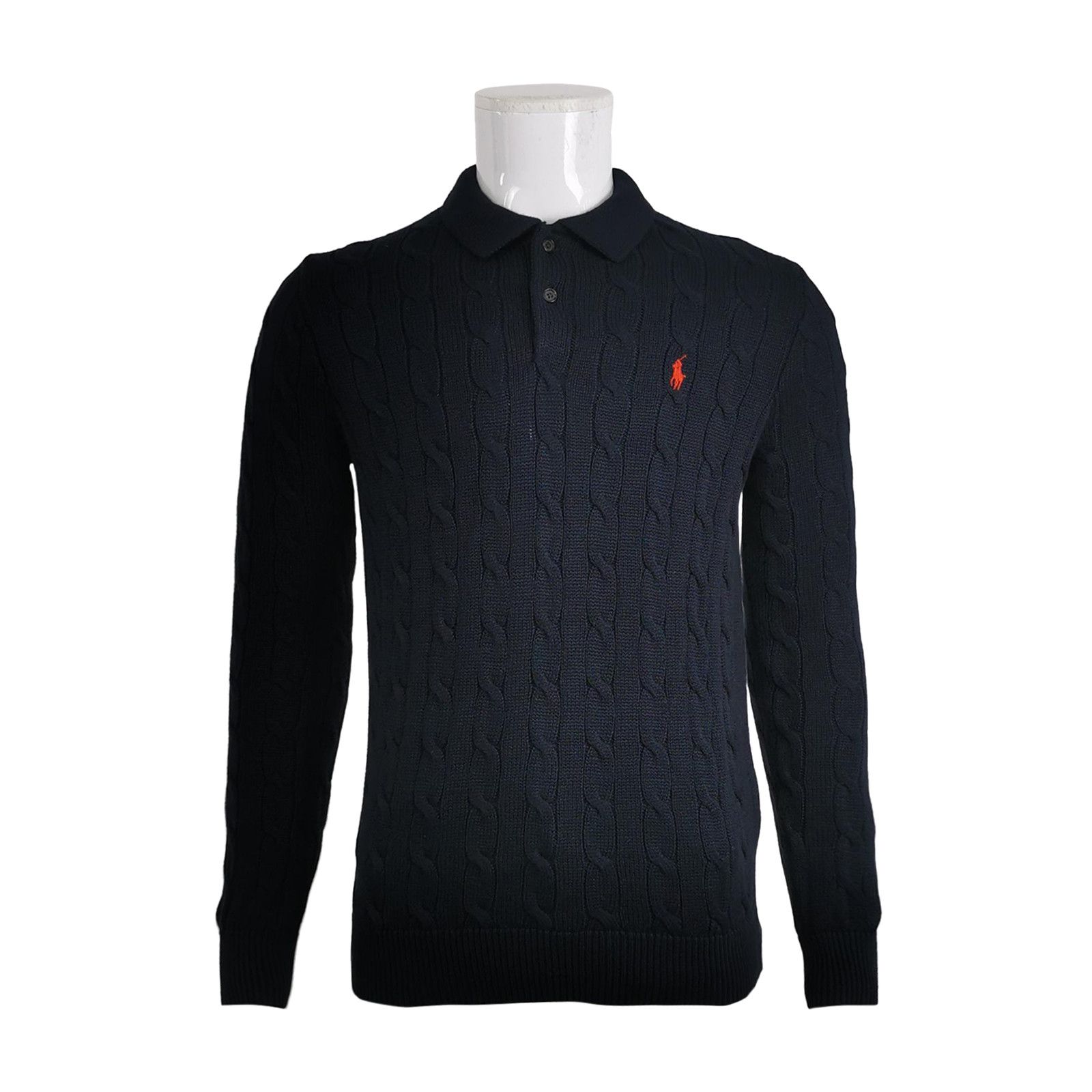 Polo Ralph Lauren Polo Ralph Lauren Navy Cable Knit Collar Sweater S Size US S / EU 44-46 / 1 - 1 Thumbnail