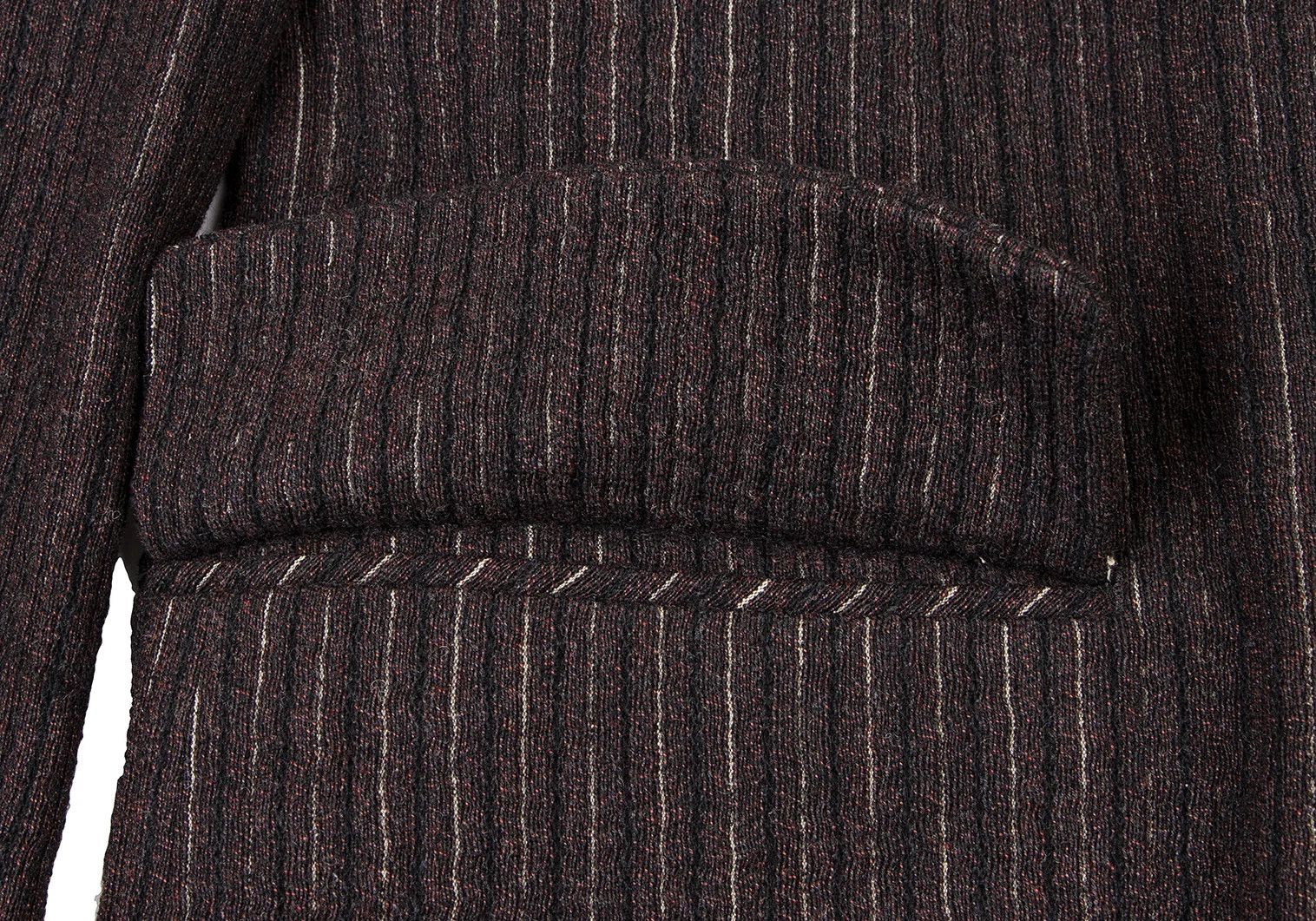 Jean Paul Gaultier Wool and Rayon Striped 2B Jacket in Dark Brown, Size 48 Size US M / EU 48-50 / 2 - 11 Thumbnail