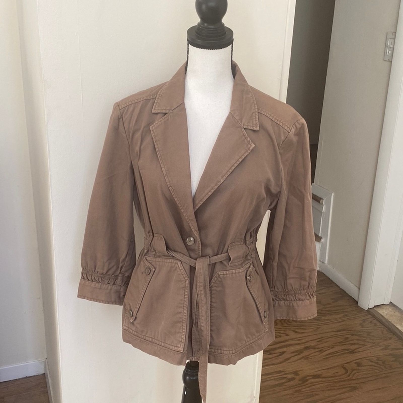 Diesel Khaki Beige Cotton Utility Jacket Size Small
