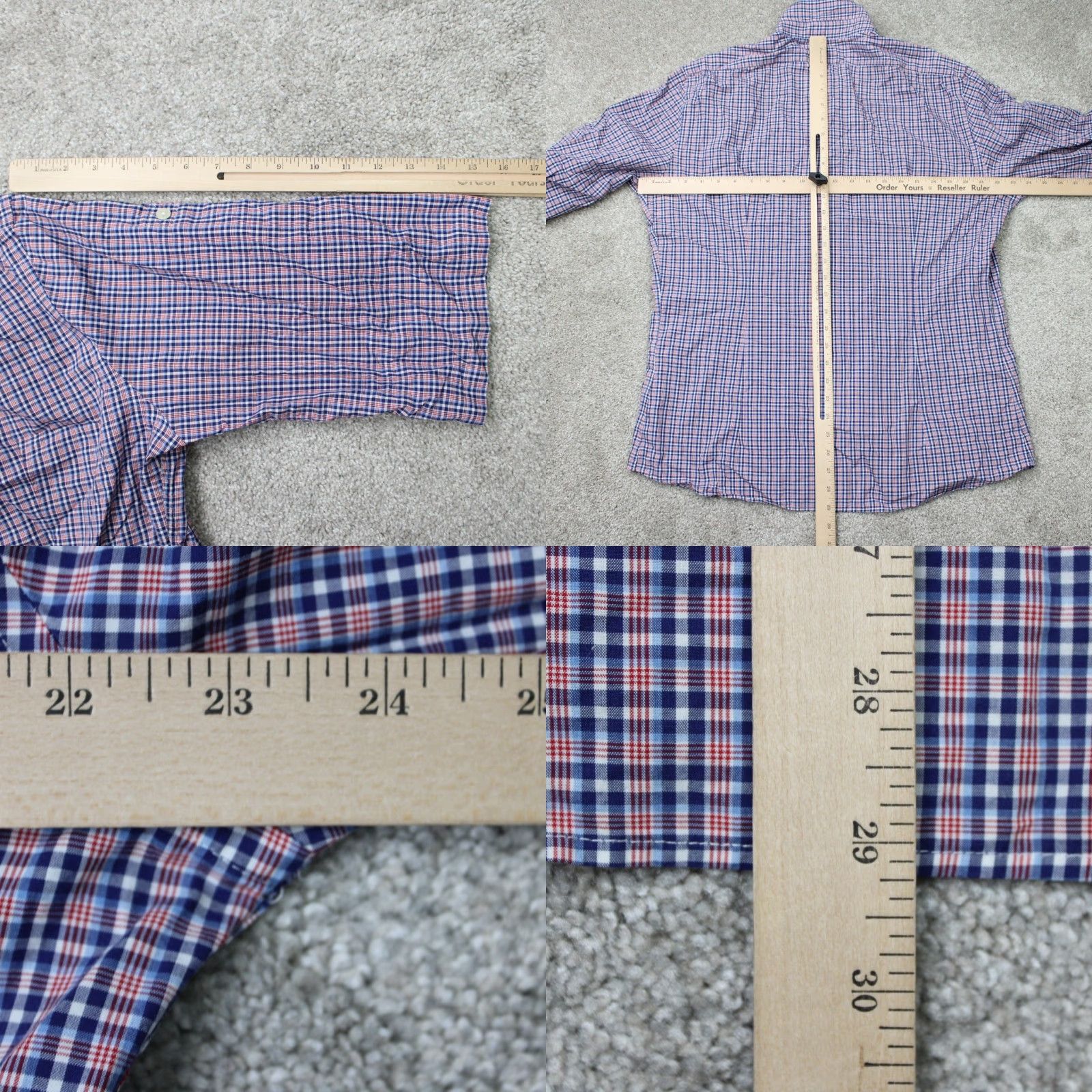 J.Lindeberg J.Lindeberg Shirt Men XL Blue/Red Slim Fit 100% Cotton Short Sleeve Button-Up Shirt Size US XL / EU 56 / 4 - 8 Thumbnail