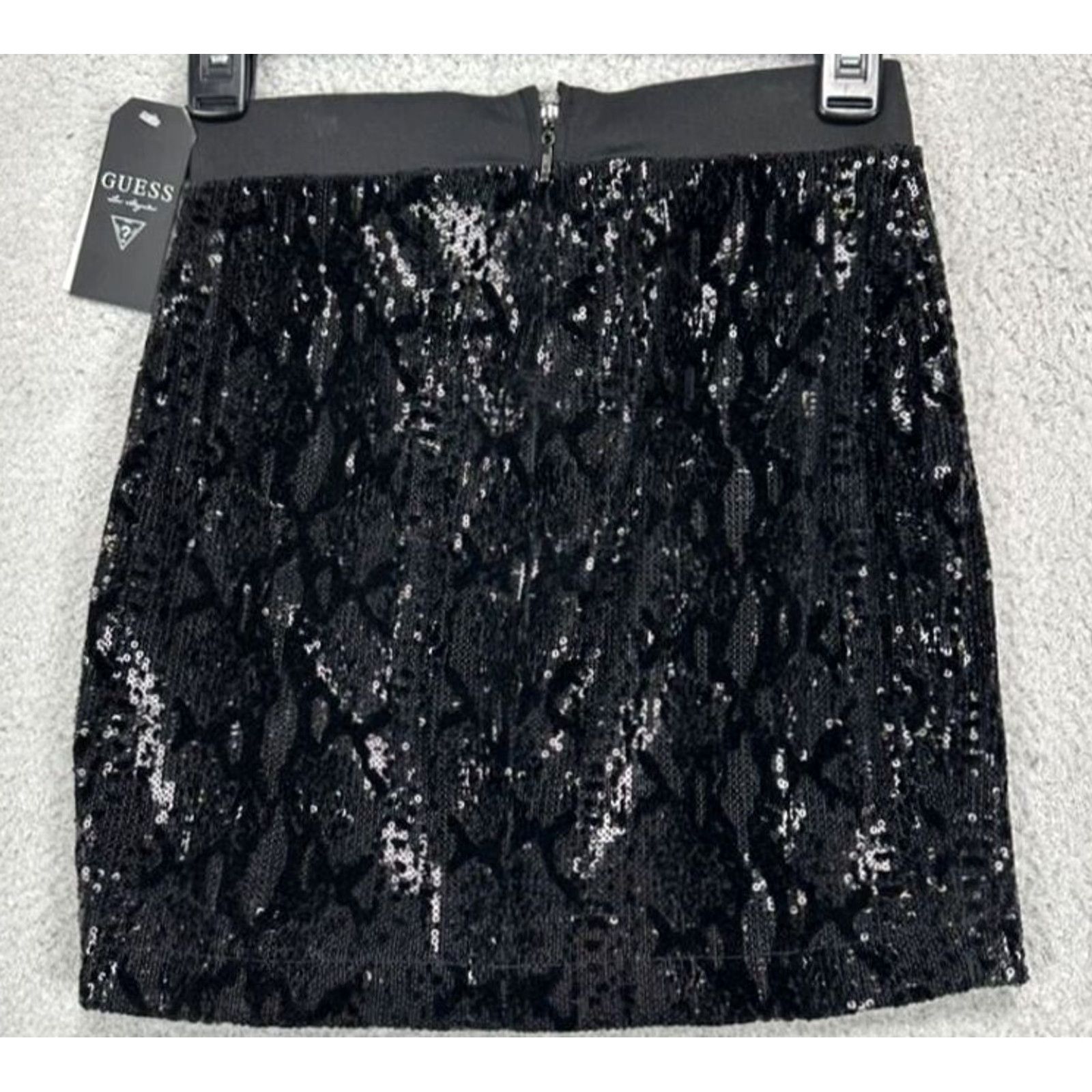 Guess GUESS Skirt Womens Small Black Snake Print Sequins Mini Casual Party Womens NEW Size 28" / US 6 / IT 42 - 3 Thumbnail