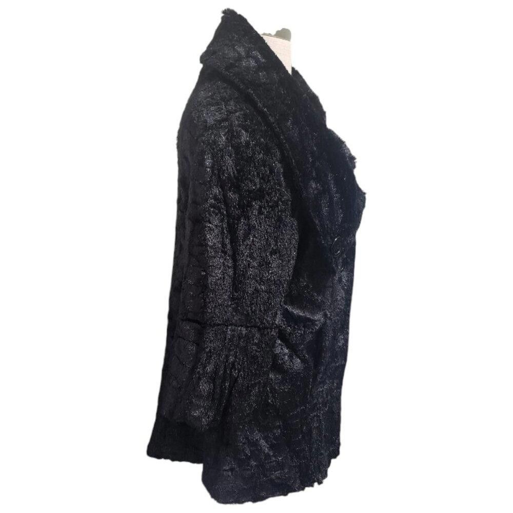 Designer CT1919 Ethyl Black Faux Fur Jacket with Belt Hoops L Size L / US 10 / IT 46 - 4 Thumbnail