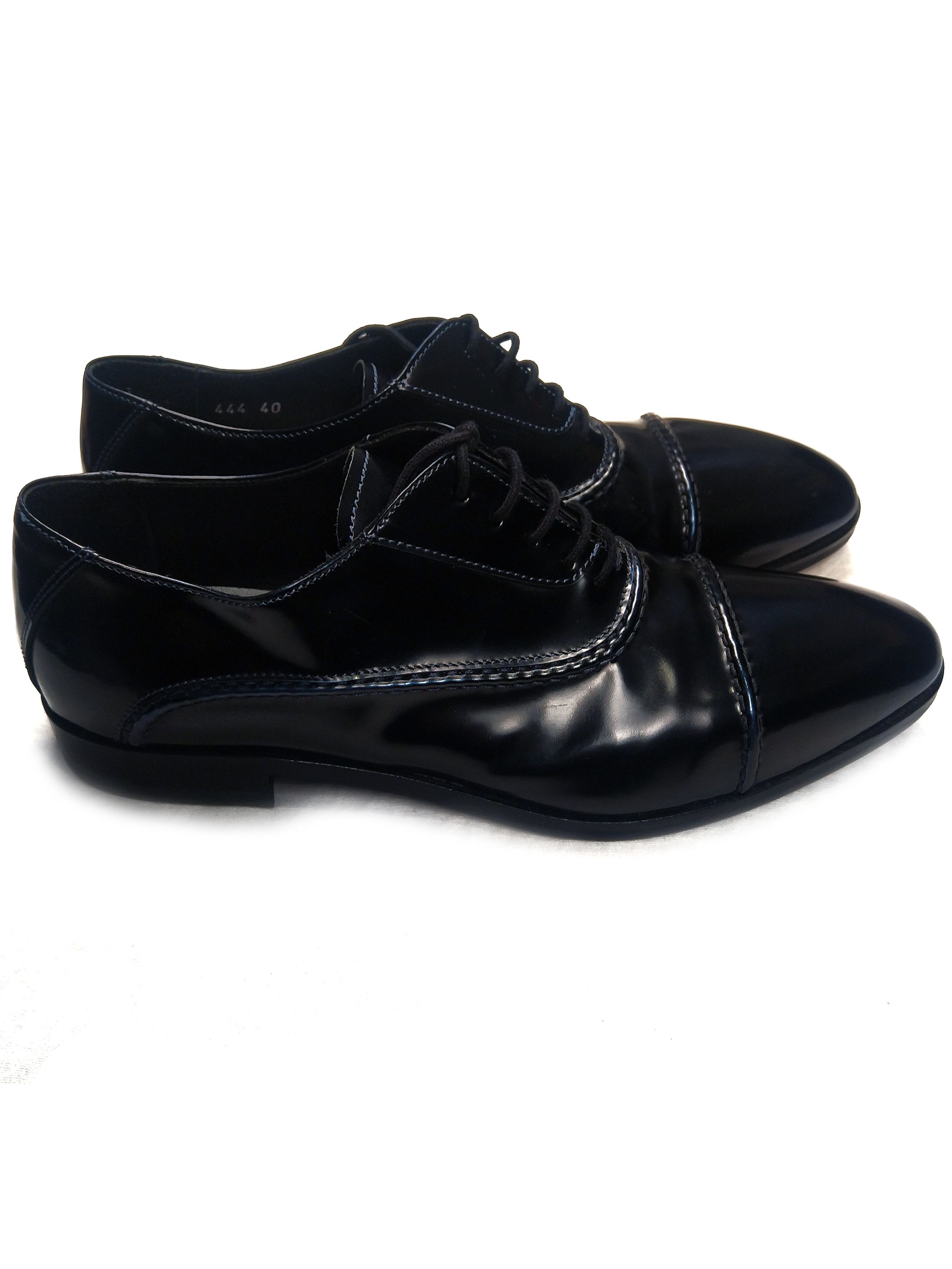 Debut Debut. Italian men's leather black shoes with blue tint Size US 7.5 / EU 40-41 - 5 Thumbnail
