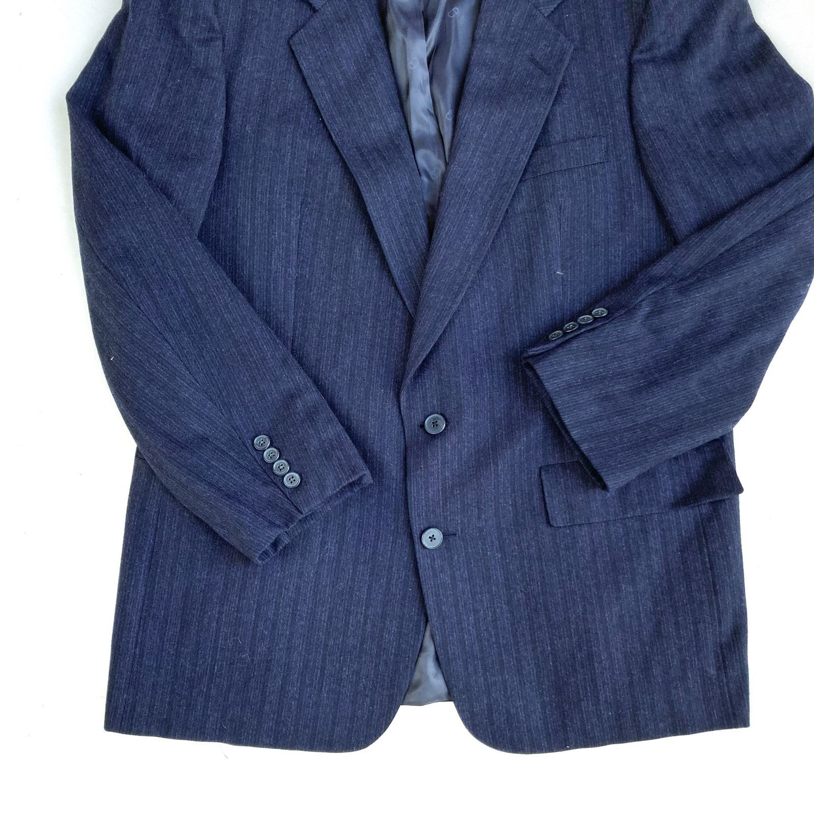 Christian Dior Monsieur Vintage Dior Navy Pinstripe Wool Dinner Jacket 42R | Classic Size 42R - 5 Thumbnail