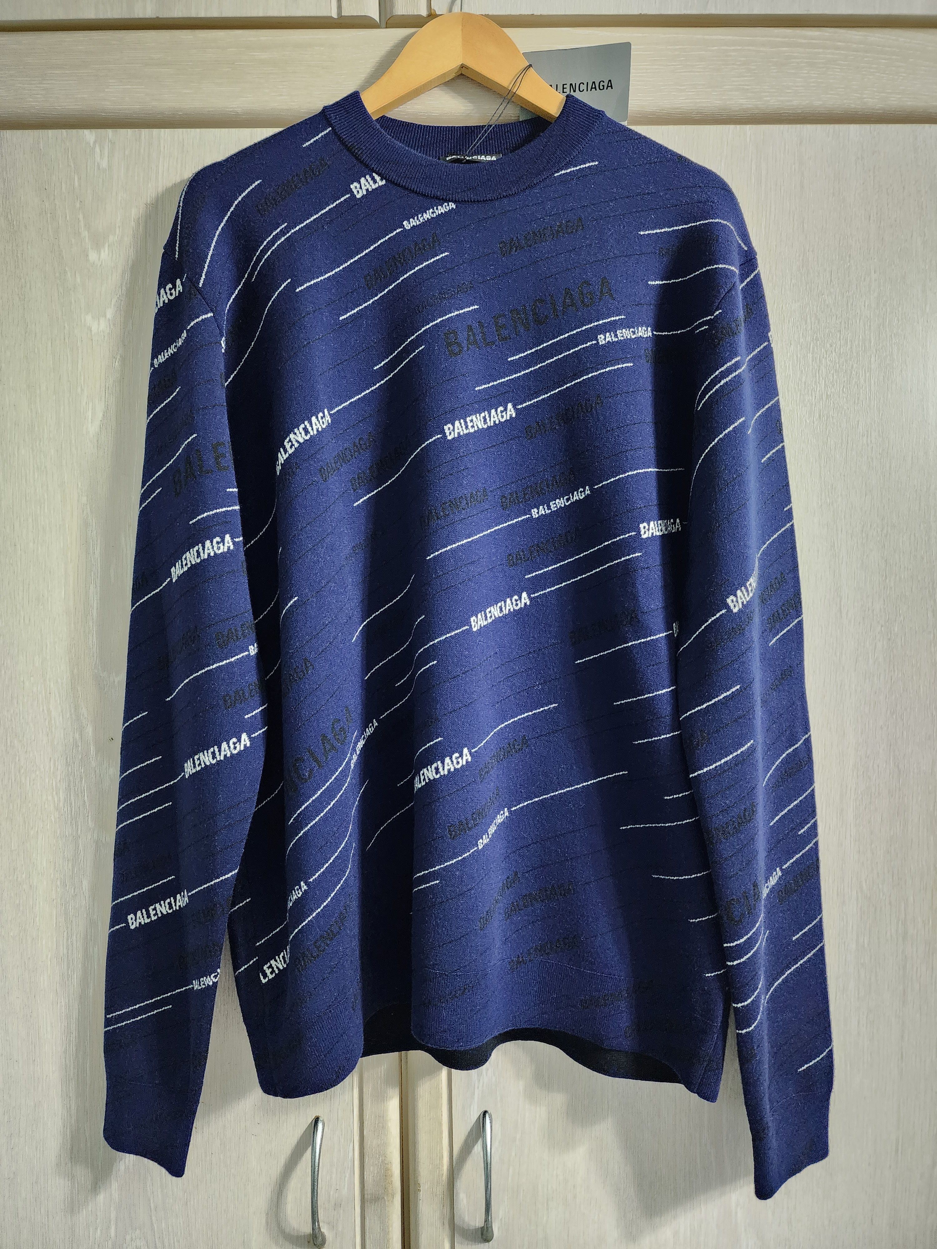 Balenciaga Multi Logo Wool Jacquard Sweater Size US L / EU 52-54 / 3 - 1 Thumbnail