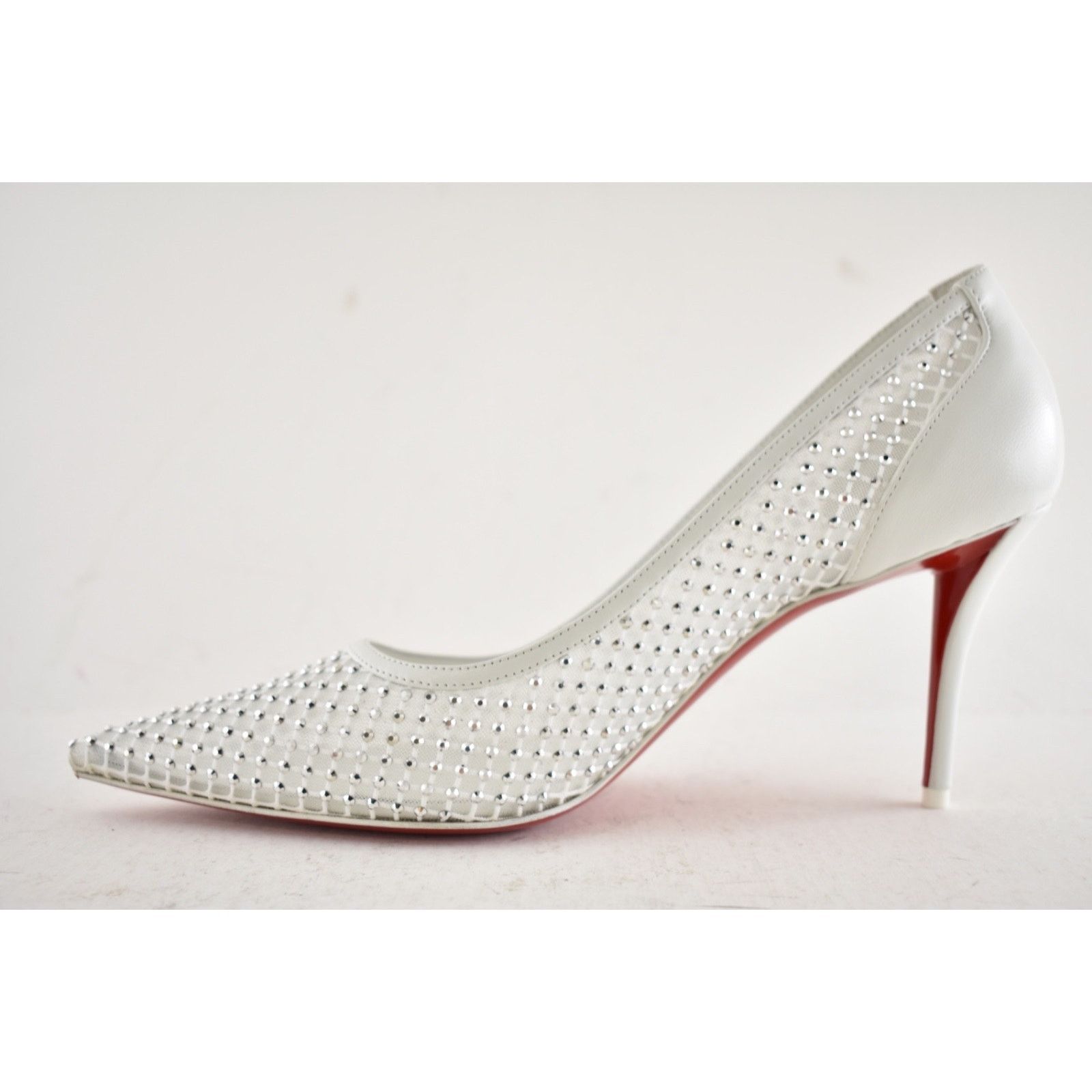 Christian Louboutin Apostropha Mesh Strass 80 White Crystal Pointed Heel Pump 40 Size US 10 / IT 40 - 13 Thumbnail