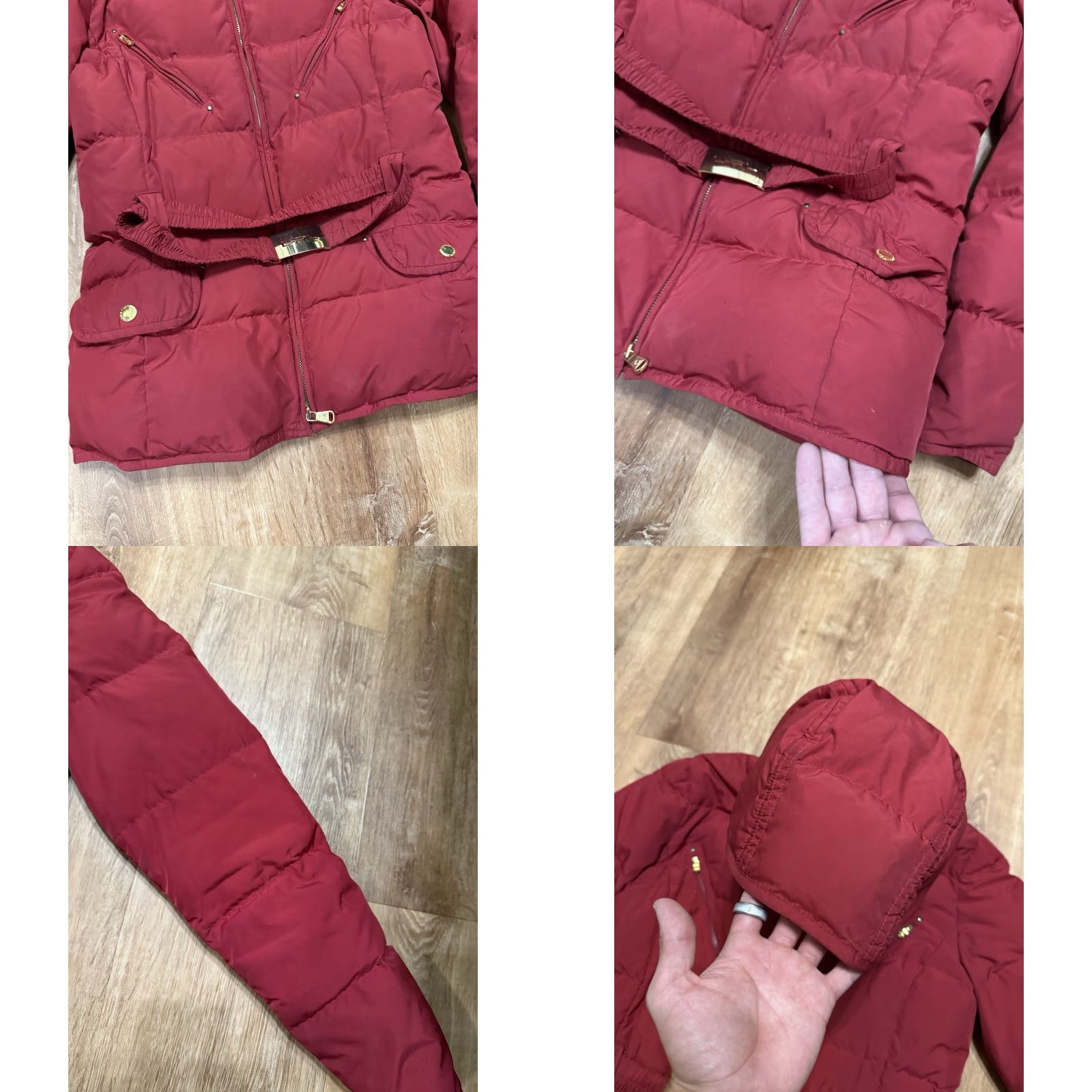 Ralph Lauren LAUREN Ralph Lauren Womens Red Hooded Zip Front Down Jacket Belt Medium Flaws Size M / US 6-8 / IT 42-44 - 8 Thumbnail