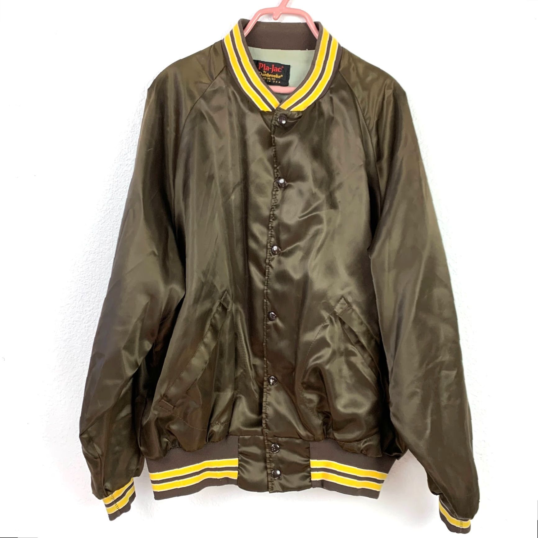 Dunbrooke VINTAGE Pla-Jac by Dunbrooke Brown Satin Jacket Mens XL Bomber Jacket 70s Laborers For Christ Brown Satin Jacket Mens XL Size US XL / EU 56 / 4 - 7 Thumbnail