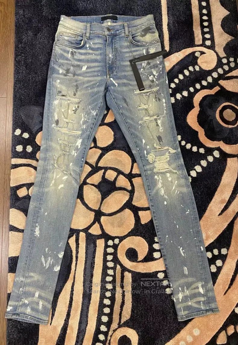 Amiri Amiri Classic Splattered Blue Diamond Bottom Jeans Size 32 Size US 32 / EU 48 - 1 Thumbnail