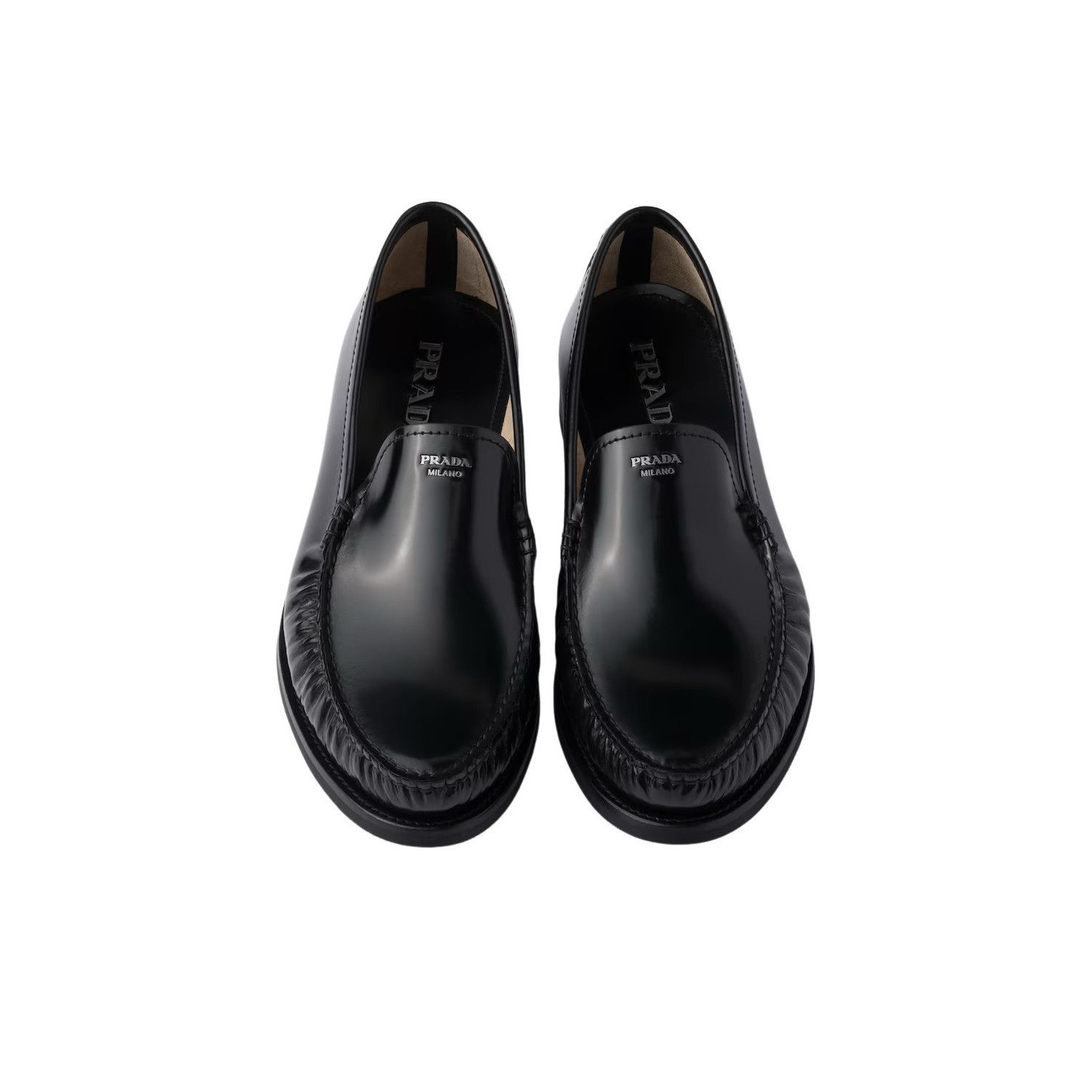 Prada PRADA $1200 Black Brushed Leather Loafers New And Authentic Size US 10 / EU 43 - 3 Thumbnail