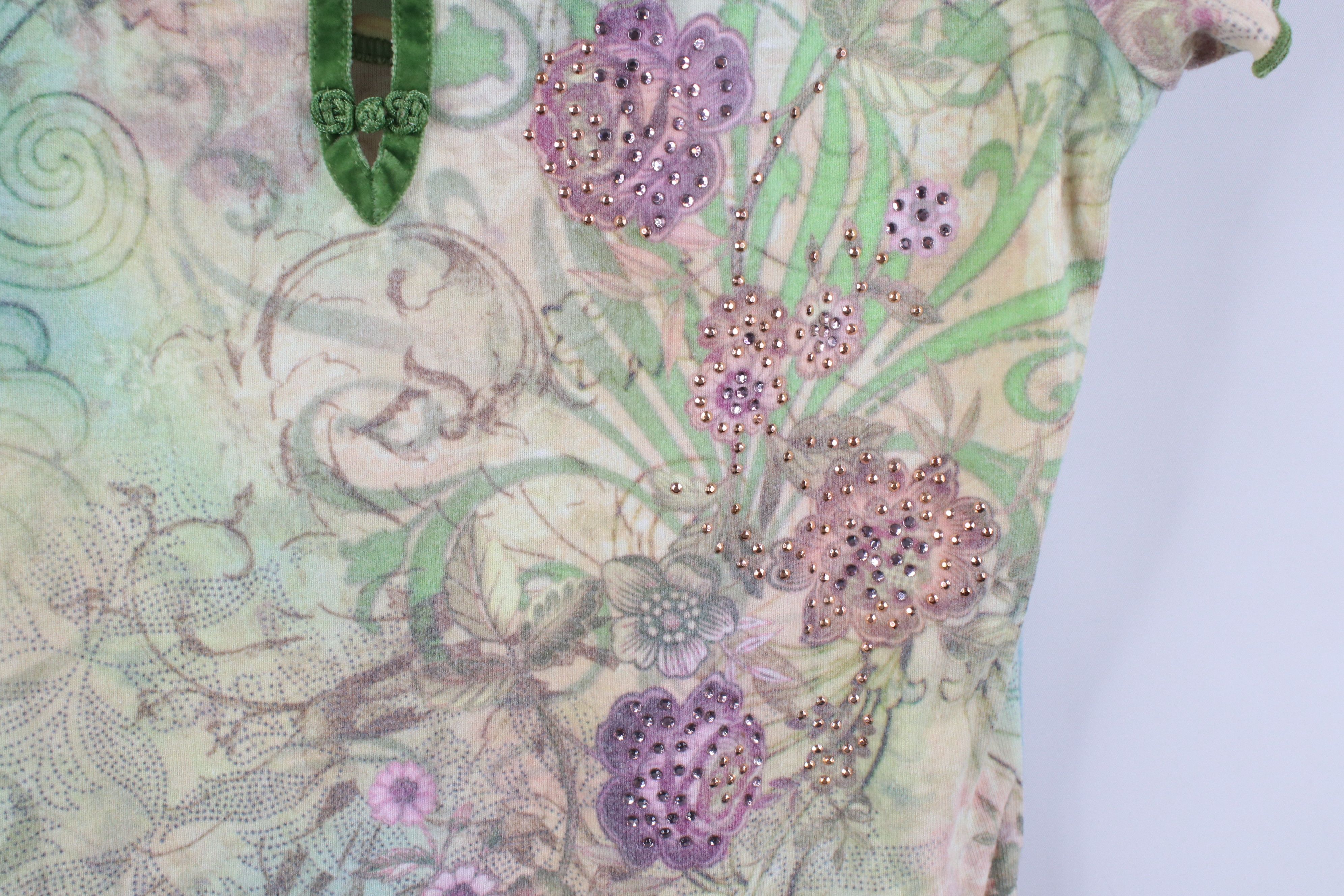 Vintage Vintage 90s Y2K Babydoll Fairy Flower Ribbed T-Shirt USA Size S / US 4 / IT 40 - 4 Thumbnail
