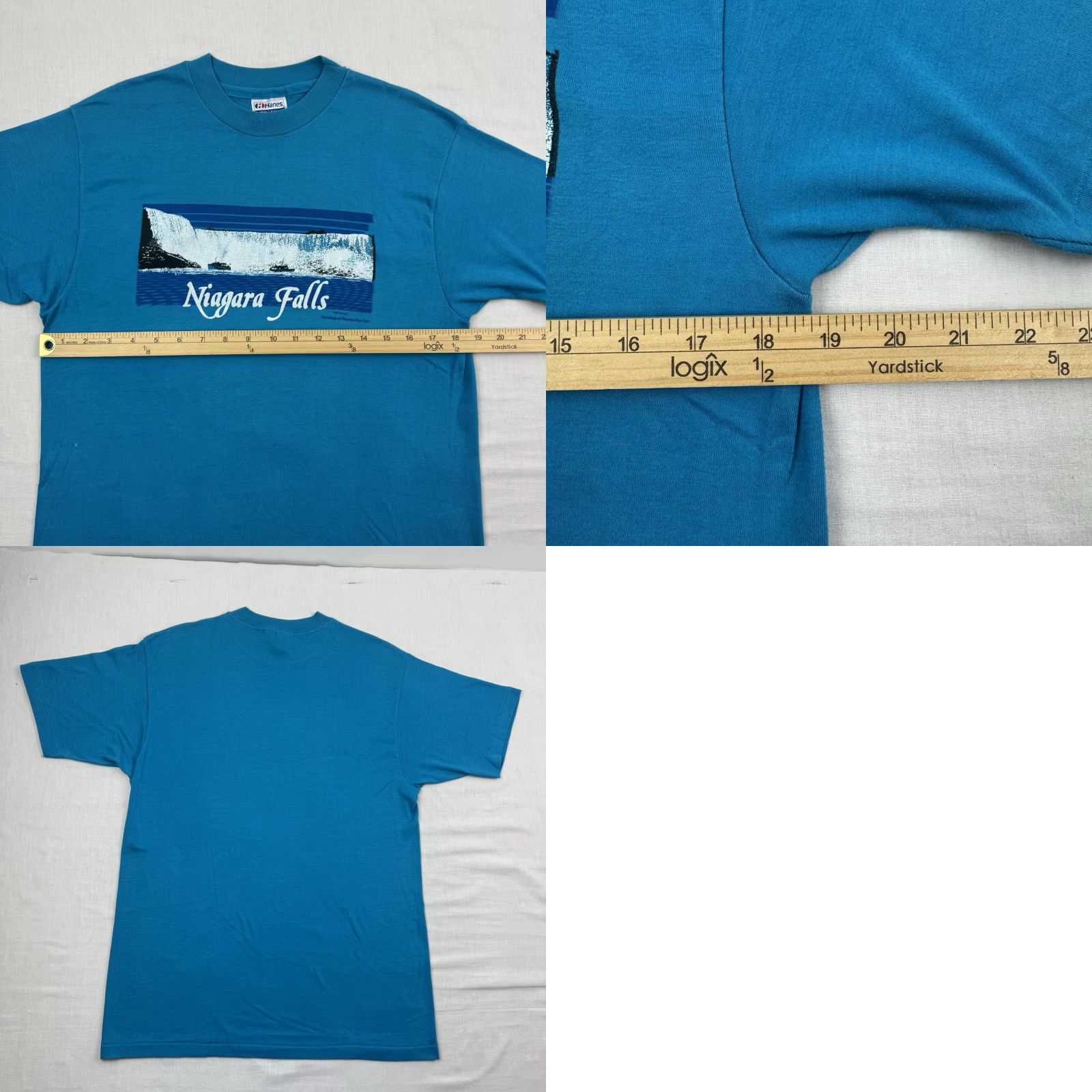 Hanes VINTAGE Niagara Falls T Shirt Men Large Blue Waterfall Nature 1980s Hanes Crew Neck Short Sleeve 80s Size US L / EU 52-54 / 3 - 9 Thumbnail