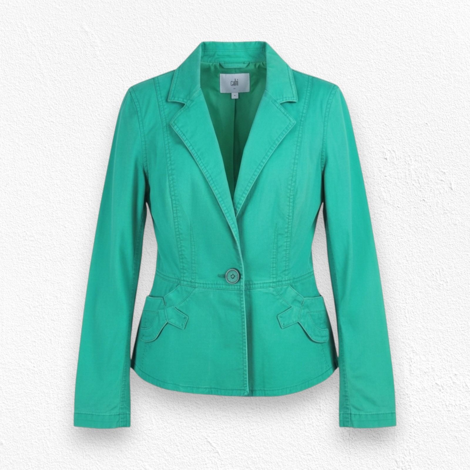 CAbi Green Twill Blazer Jacket Size Small