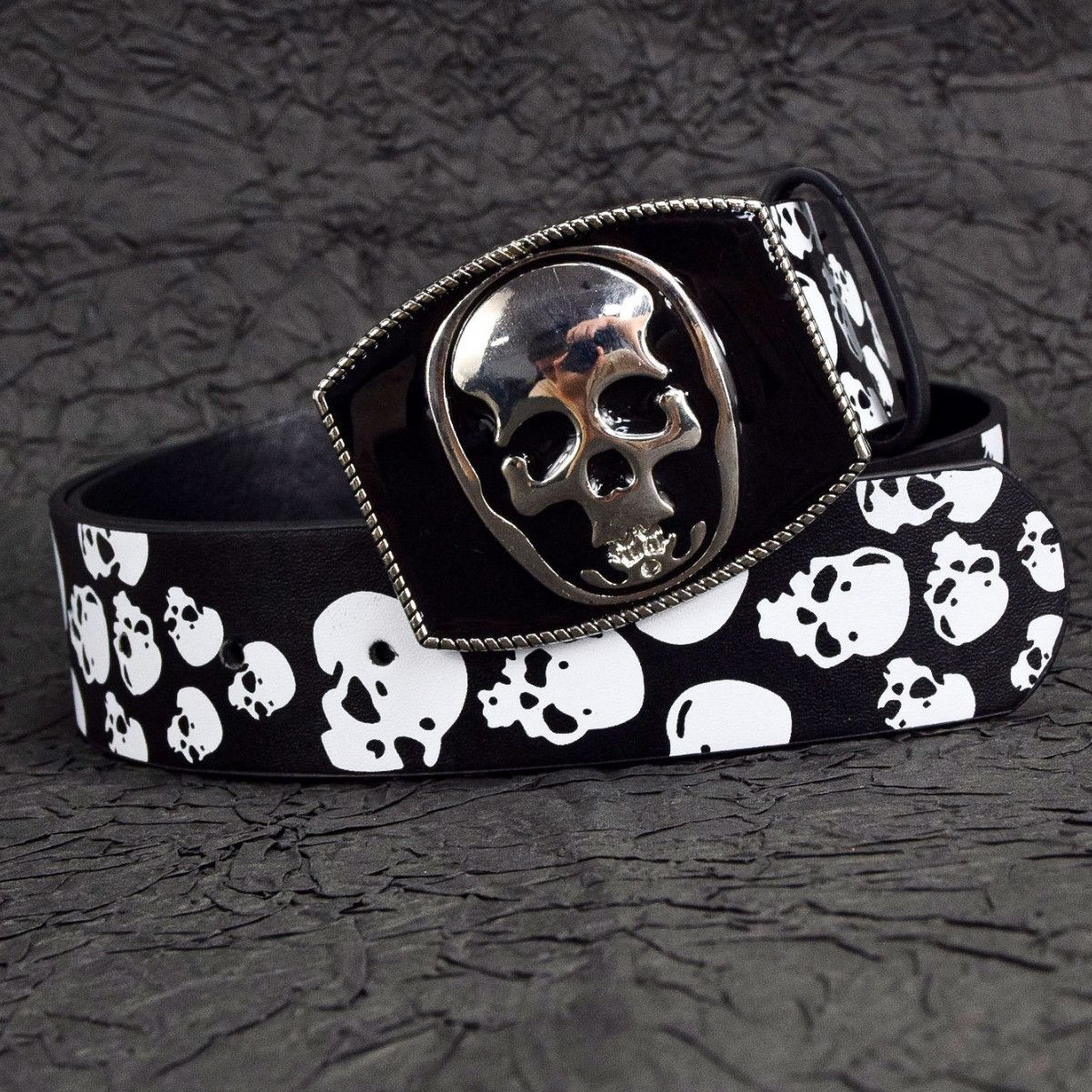 Japanese Brand × Vintage Black & White Skull Belt Size ONE SIZE - 2 Thumbnail