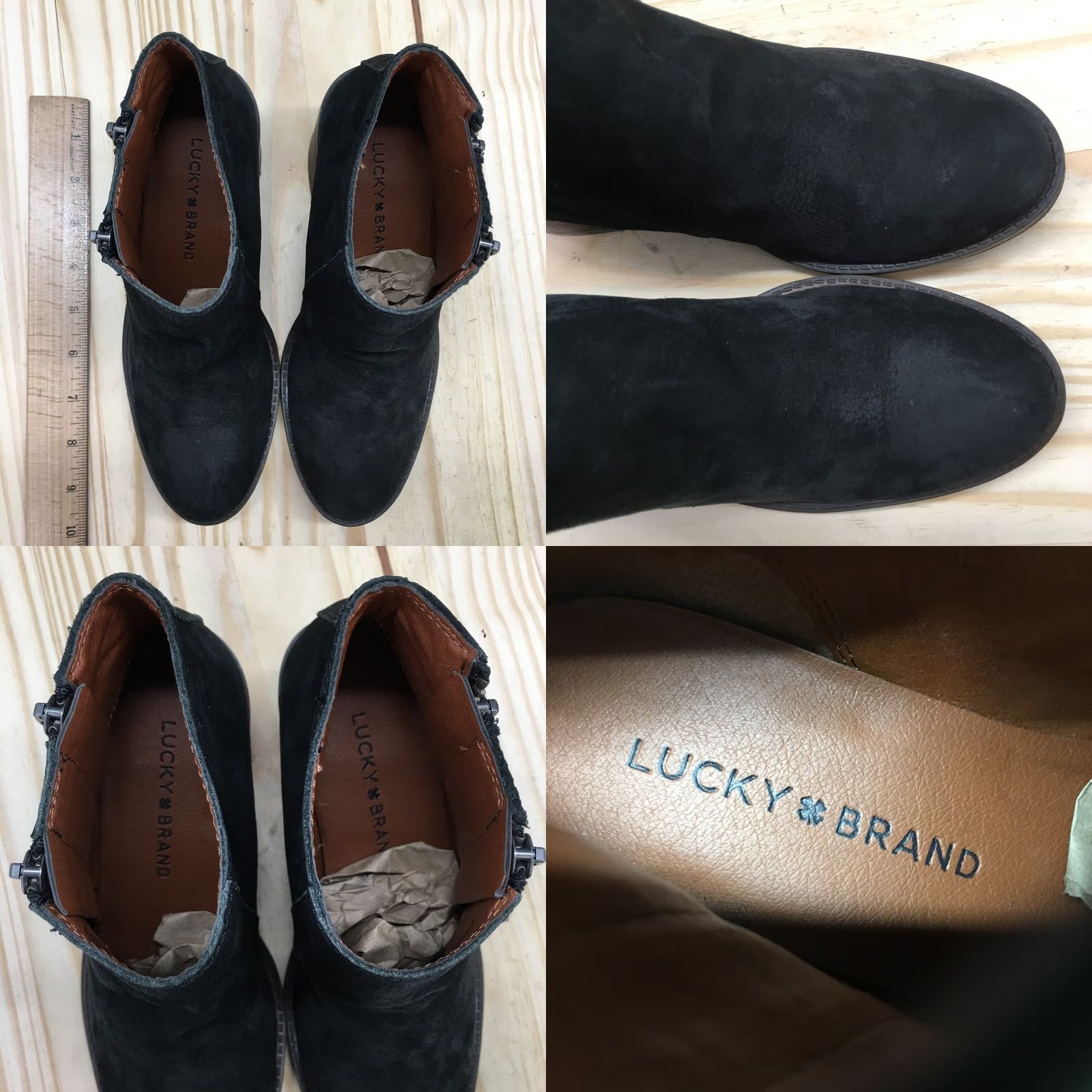 Lucky Brand Lucky Brand Boots Womens 6 M Roquee Ankle Booties Black Leather Block Heels Size US 6 / IT 36 - 8 Thumbnail