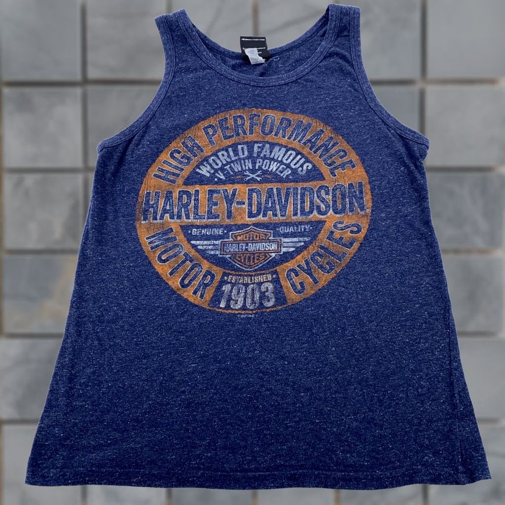 Harley Davidson Harley-Davidson Tank Top Shirt Mens Small Manchester New Hampshire Motorcycle Vintage Theme Graphic Print Eagle Bird USA Crew Neck Sleeveless Size US S / EU 44-46 / 1 - 1 Thumbnail