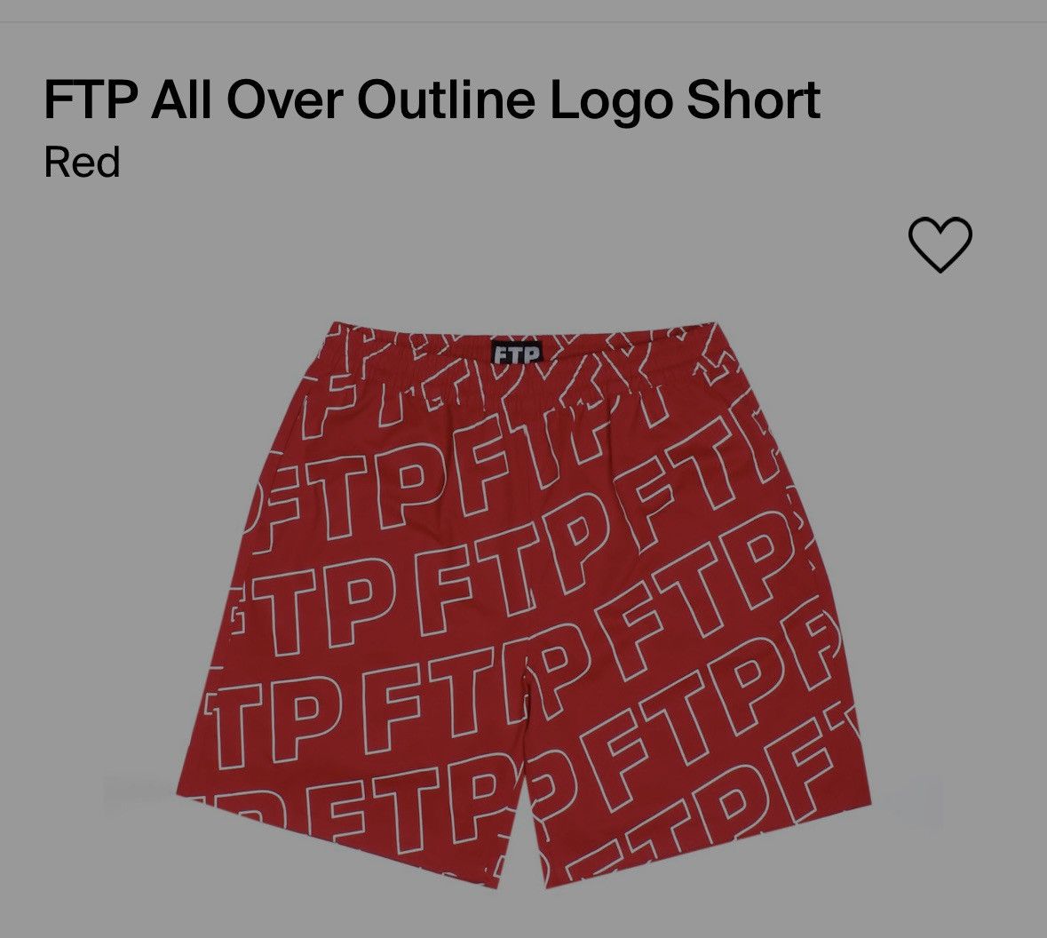 image of Fuck The Population Ftp “Outline Logo” Shorts (Medium/deadstock) in Red, Men's (Size 32)