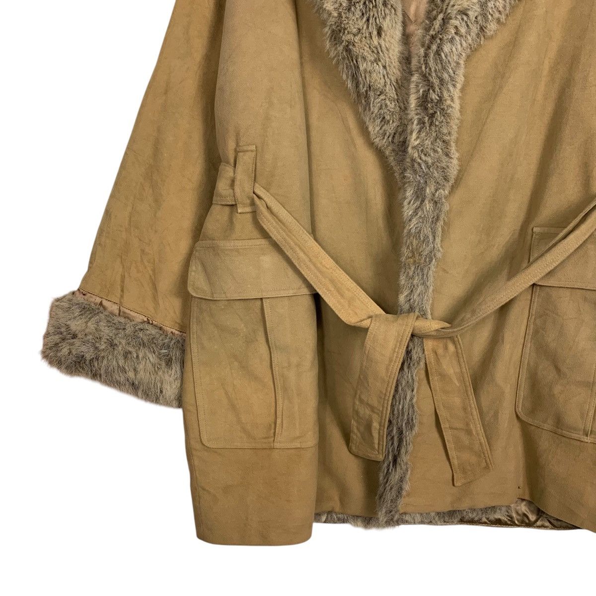 Laura Ashley LAURA ASHLEY Faux Fur Lining Belted Cotton Coat #2671-C120 Size S / US 4 / IT 40 - 5 Thumbnail