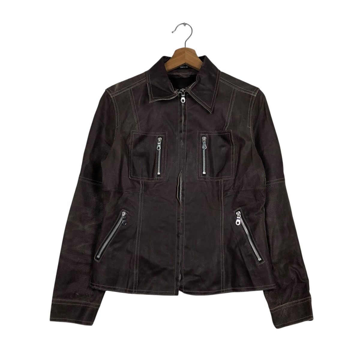 📌Vintage Biker Leather Jacket Comme Ca Ism Bondage Design