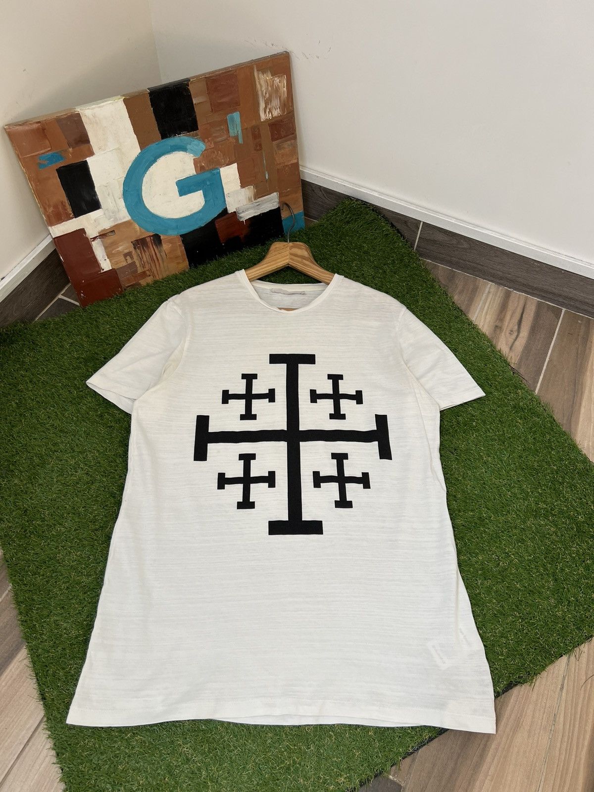 Neil Barrett White Cross Jerusalem T-Shirt