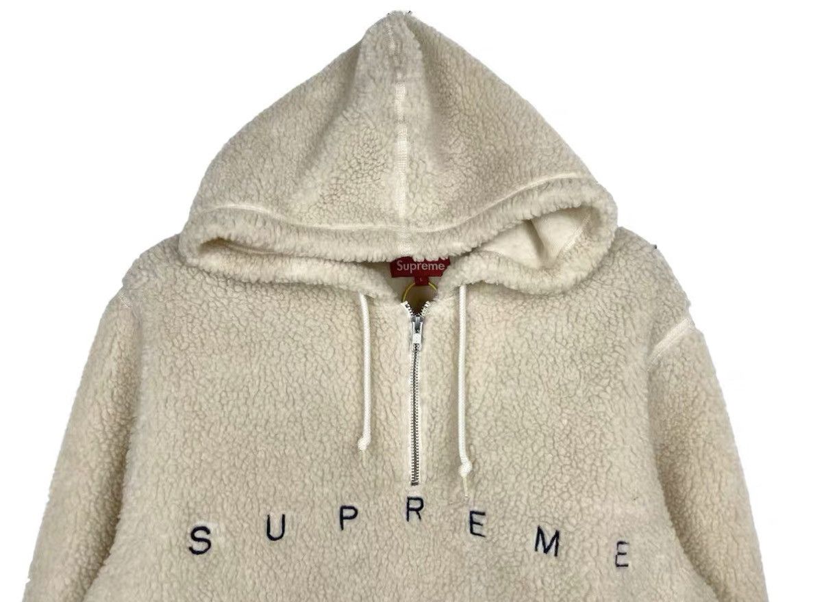 Supreme Supreme 15FW White Fleece Half-Zip Hoodie J31 Size US XL / EU 56 / 4 - 3 Thumbnail